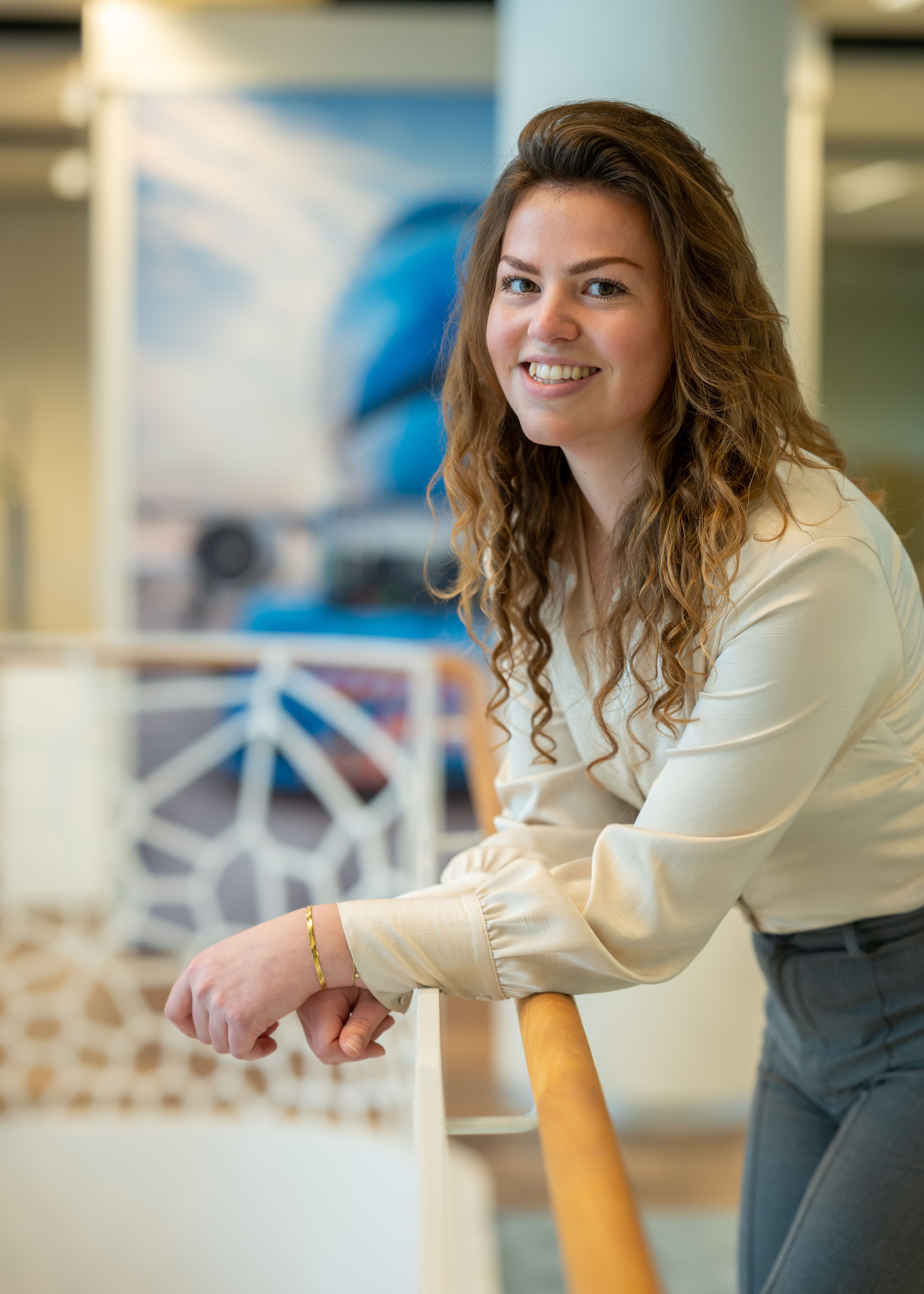Young person in KLM office