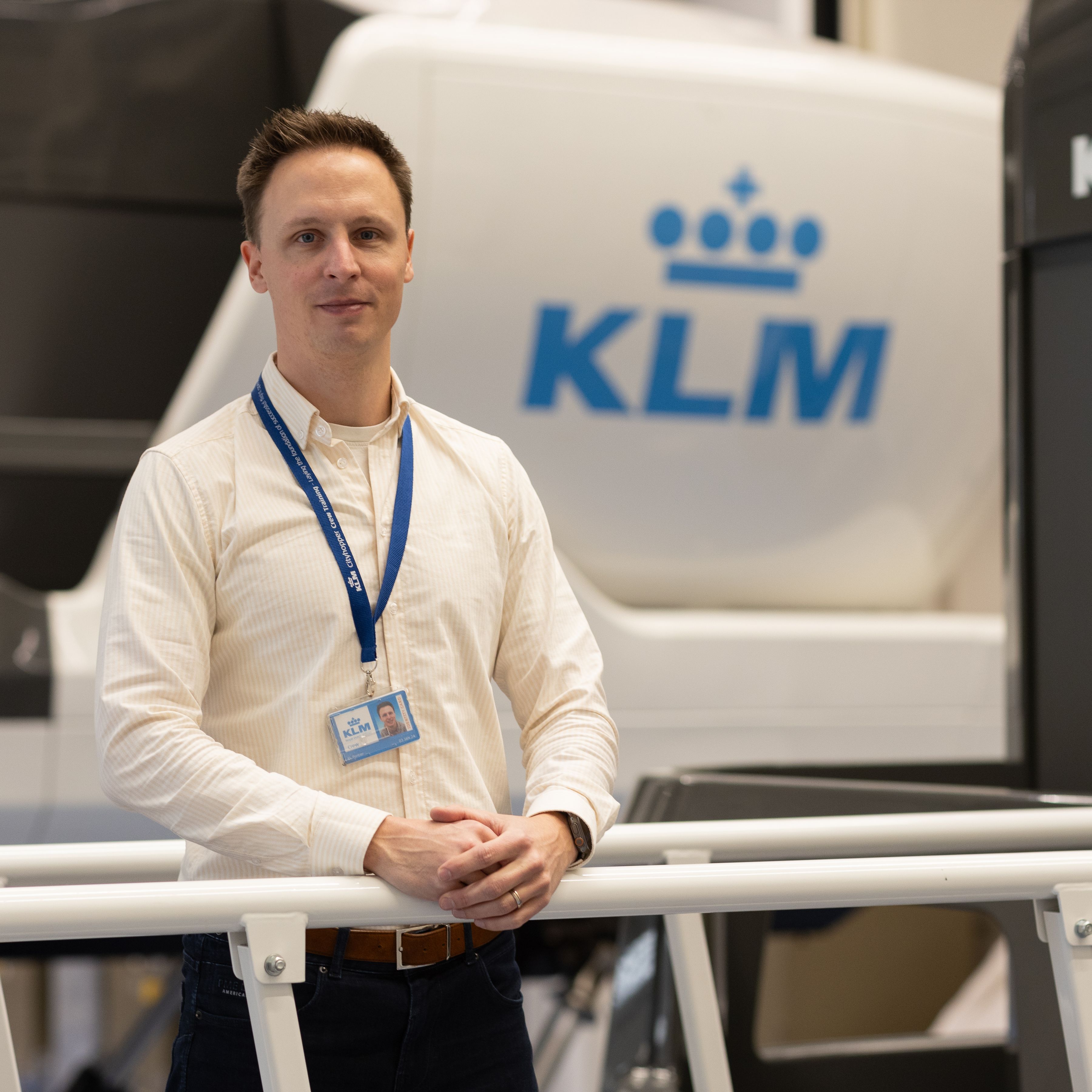 KLM collega voor een vluchtsimulator