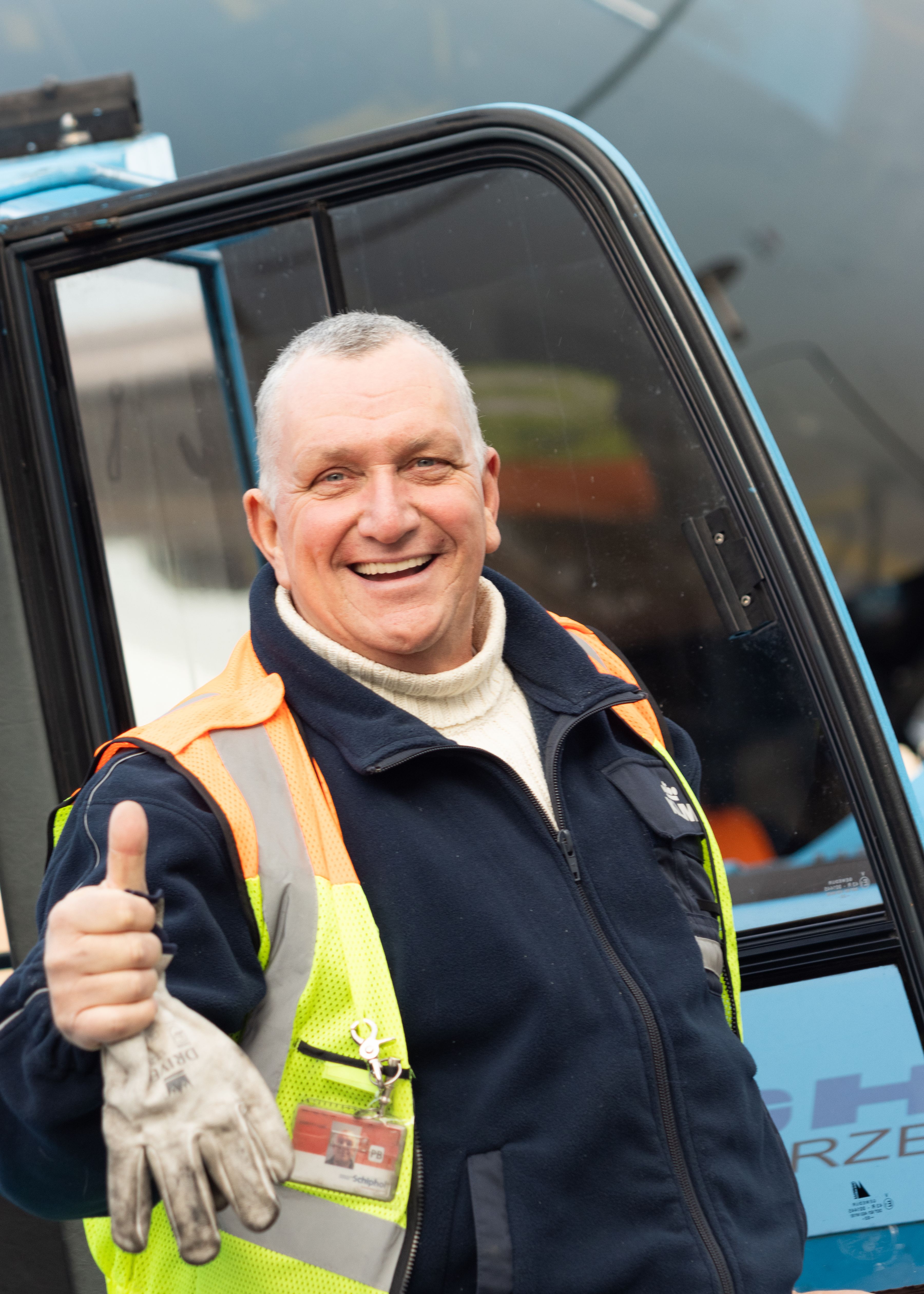 Tug driver with a smile
