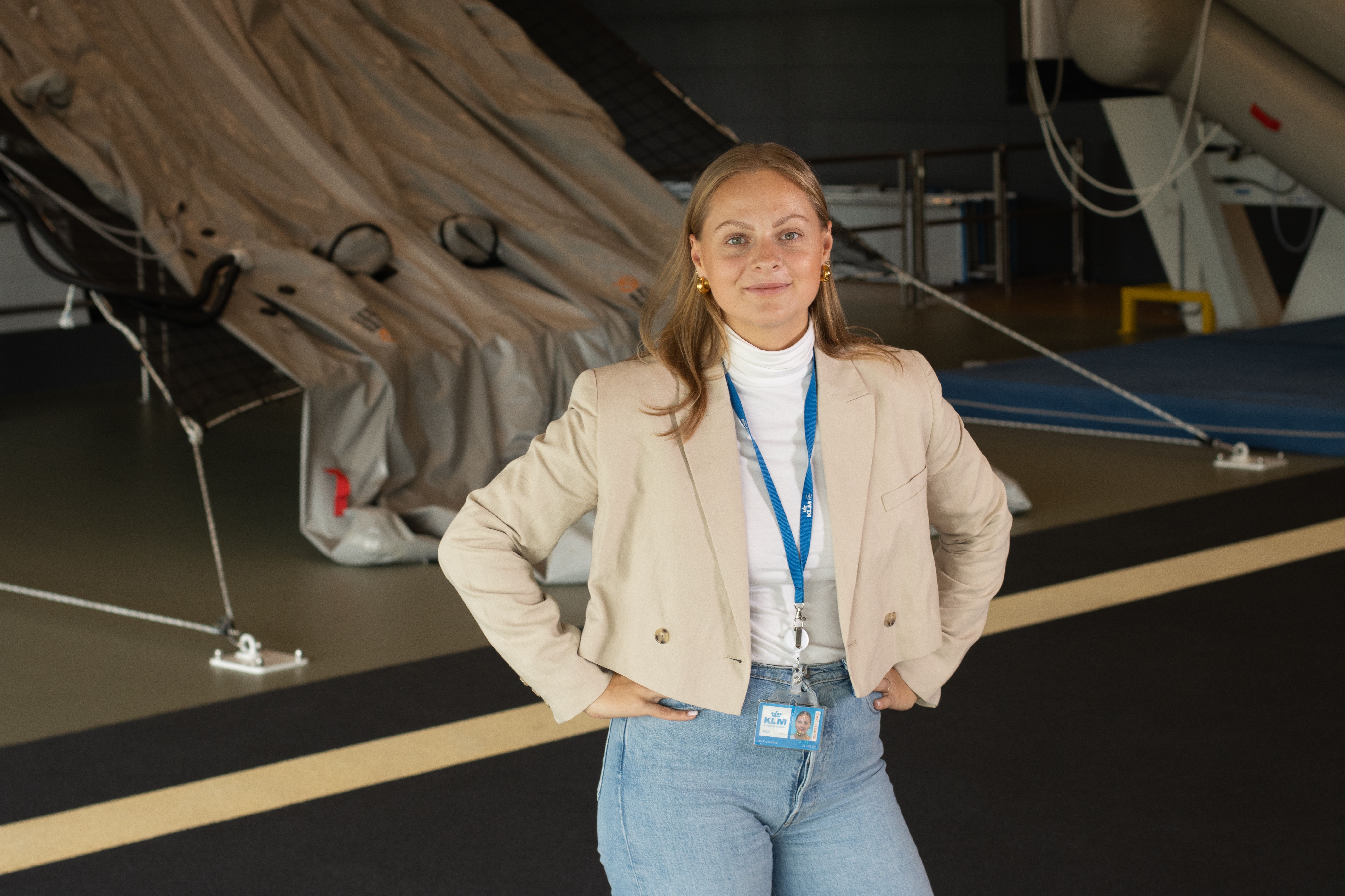 A KLM eployee poses for the camera