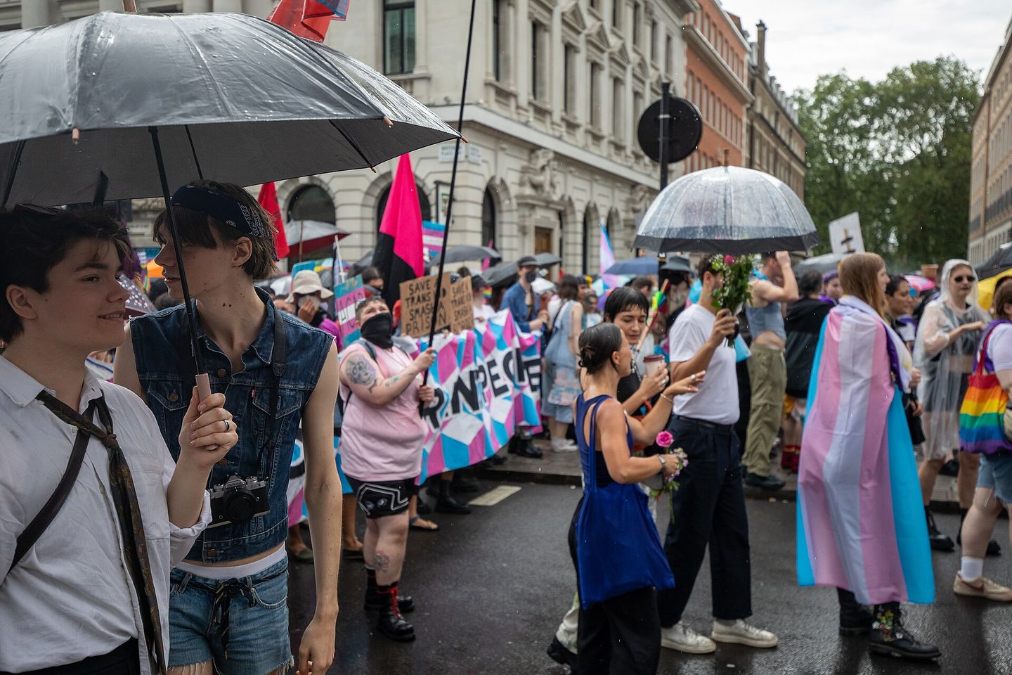 People taking part in Trans Pride in London in 2023