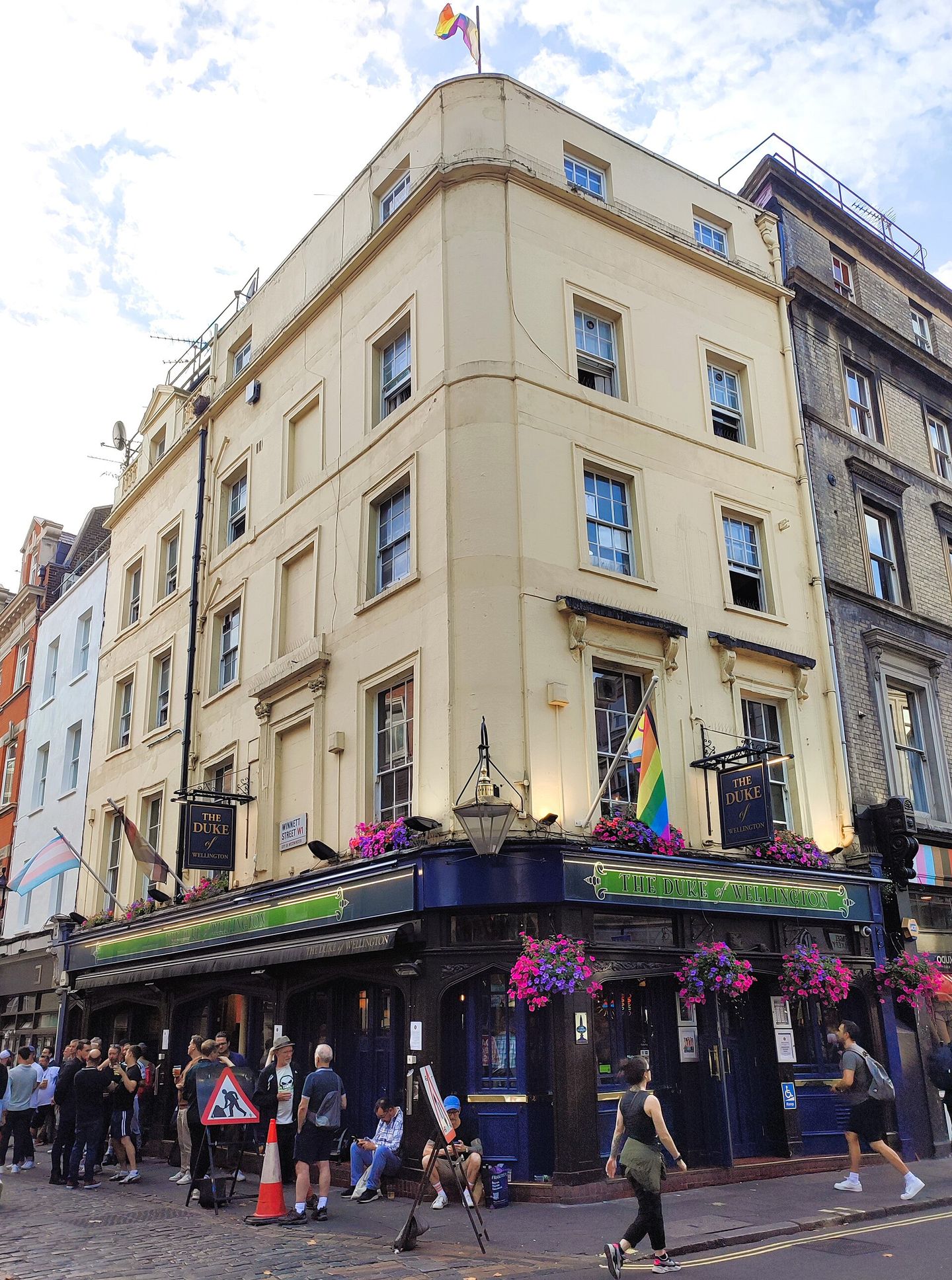 Duke of Wellington pub front on Wardour Street, Soho