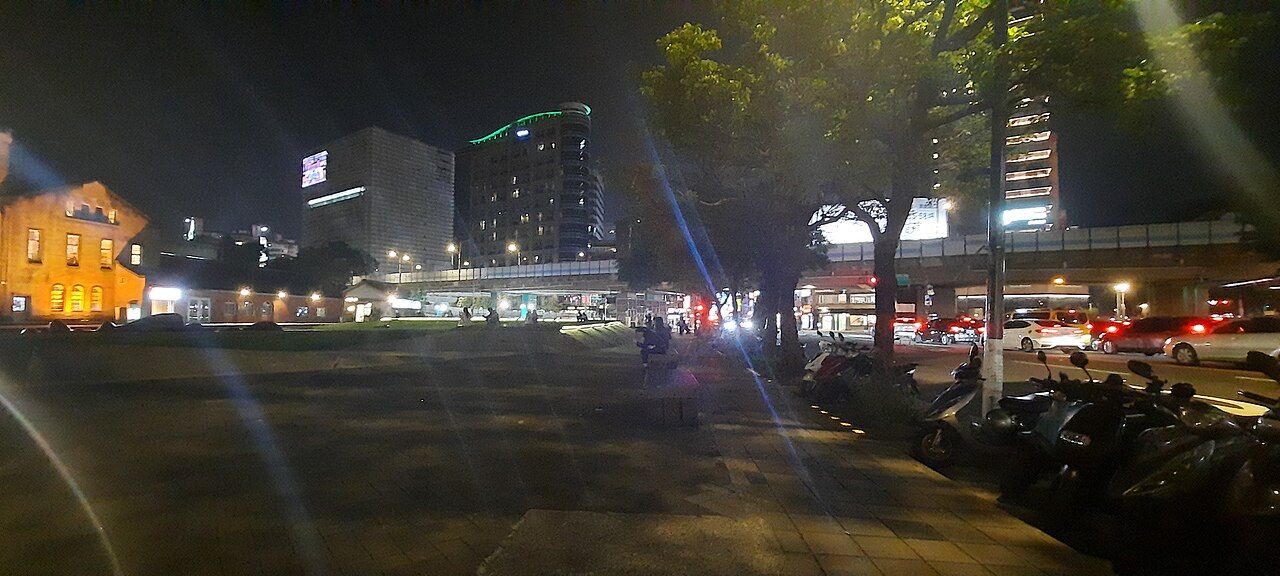 Huashan 1914 Creative Park illuminated at night