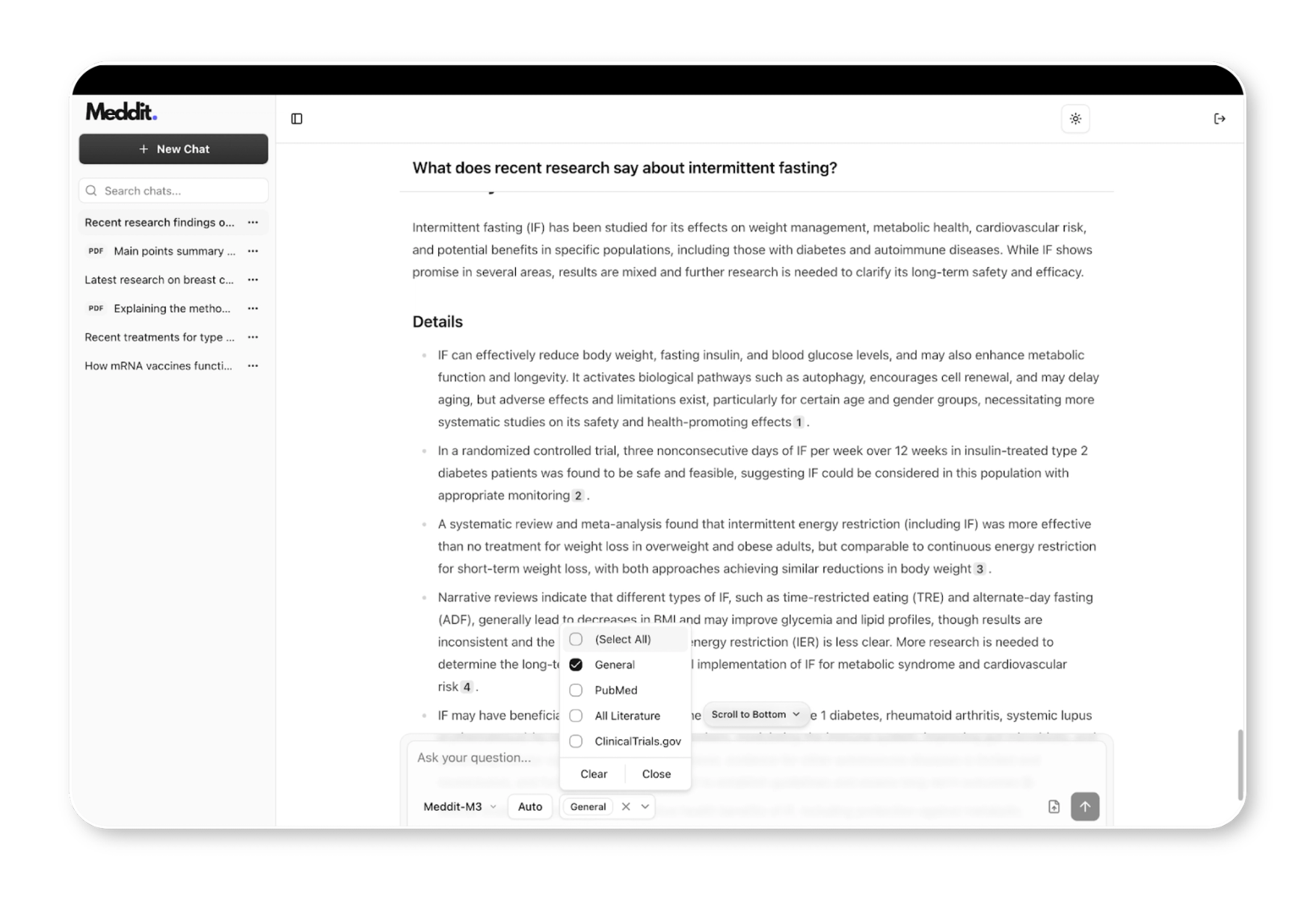 Screenshot of Meddit.ai platform