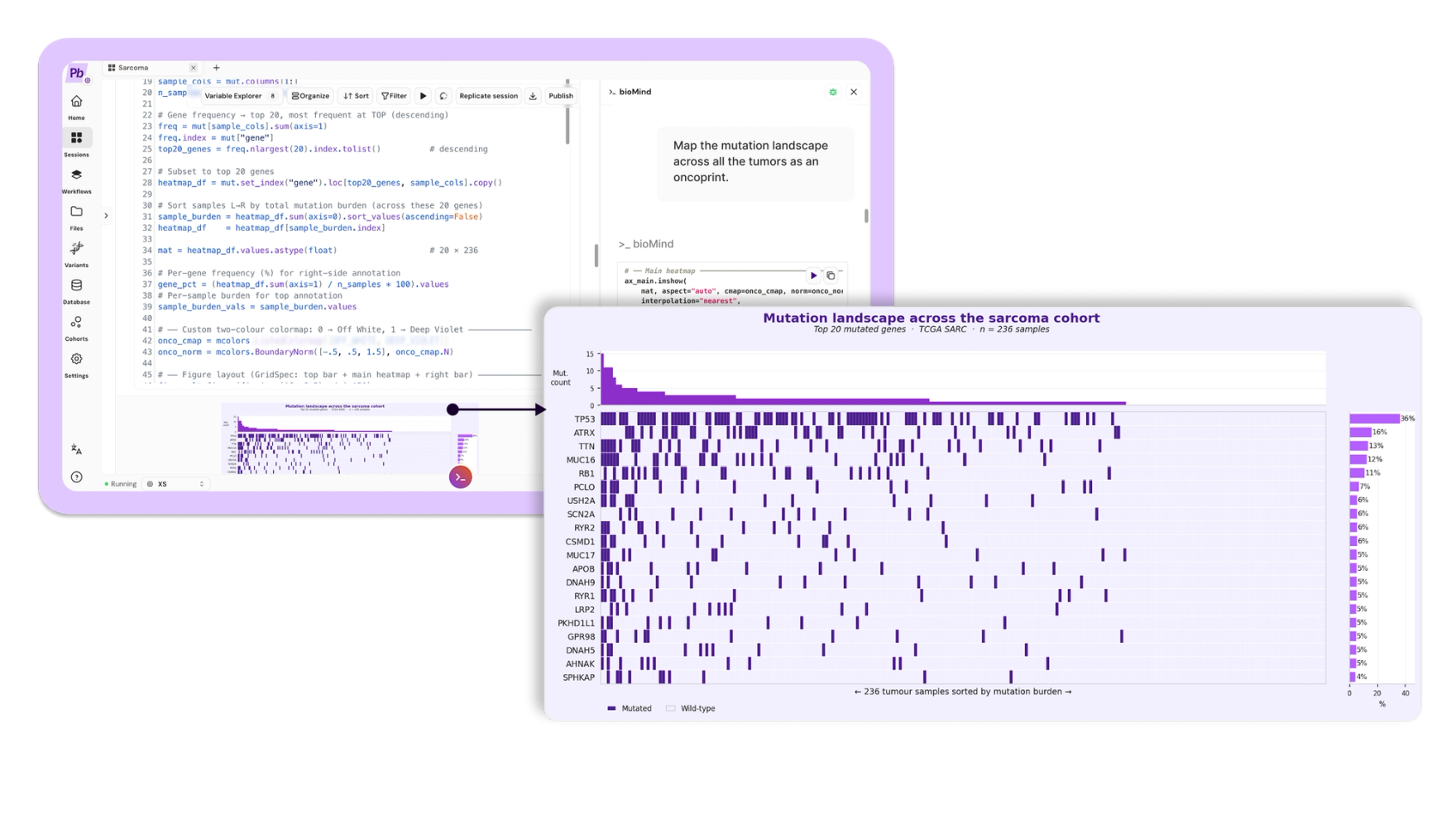 oncoprint, top 20 genes