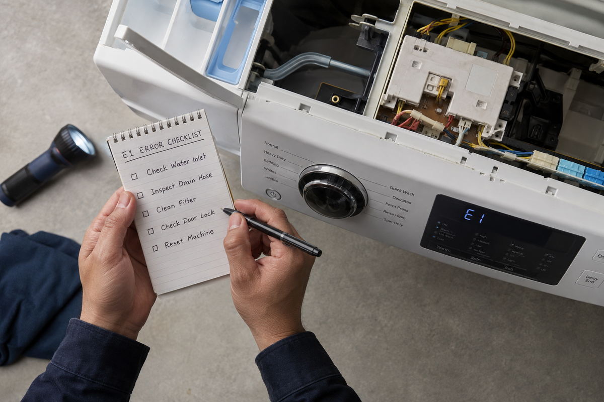 washing-machine-e1-error-diagnostic-checklist-troubleshooting-steps