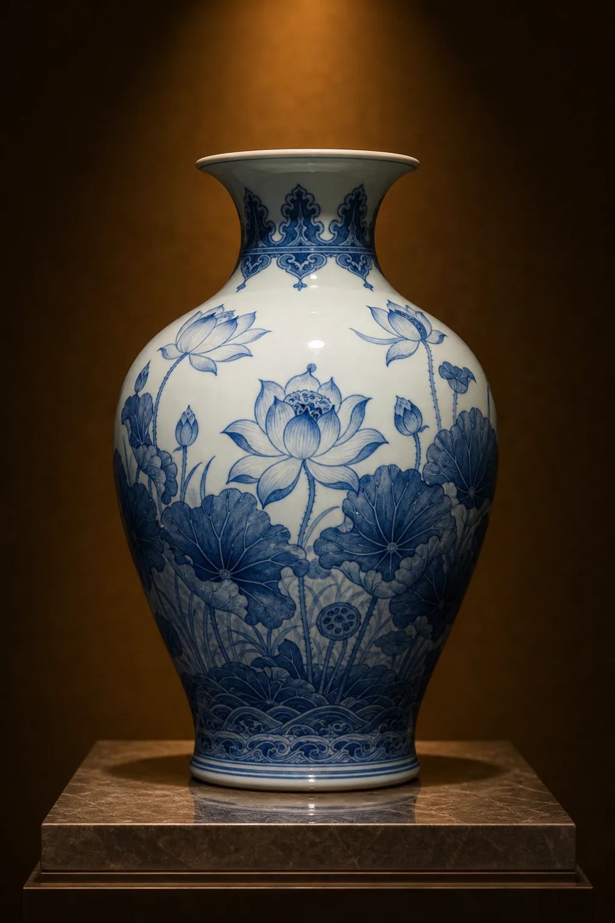 Gốm: Lọ Men Lam Sen