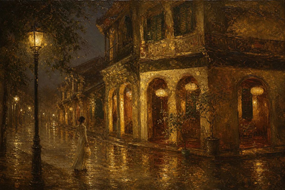 Tranh: Phố Đêm Mưa