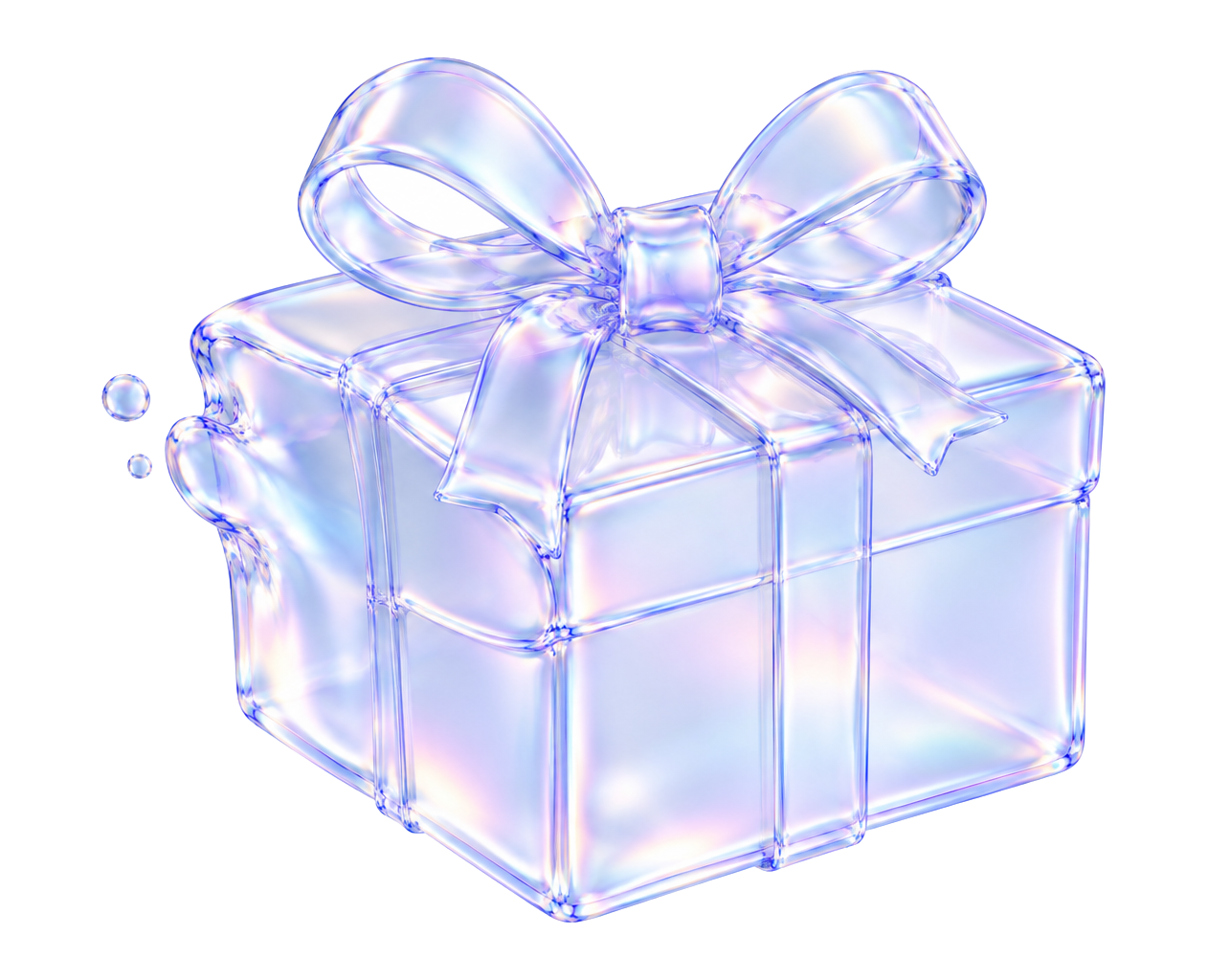 Ein Geschenk als irisierender Glas-Render