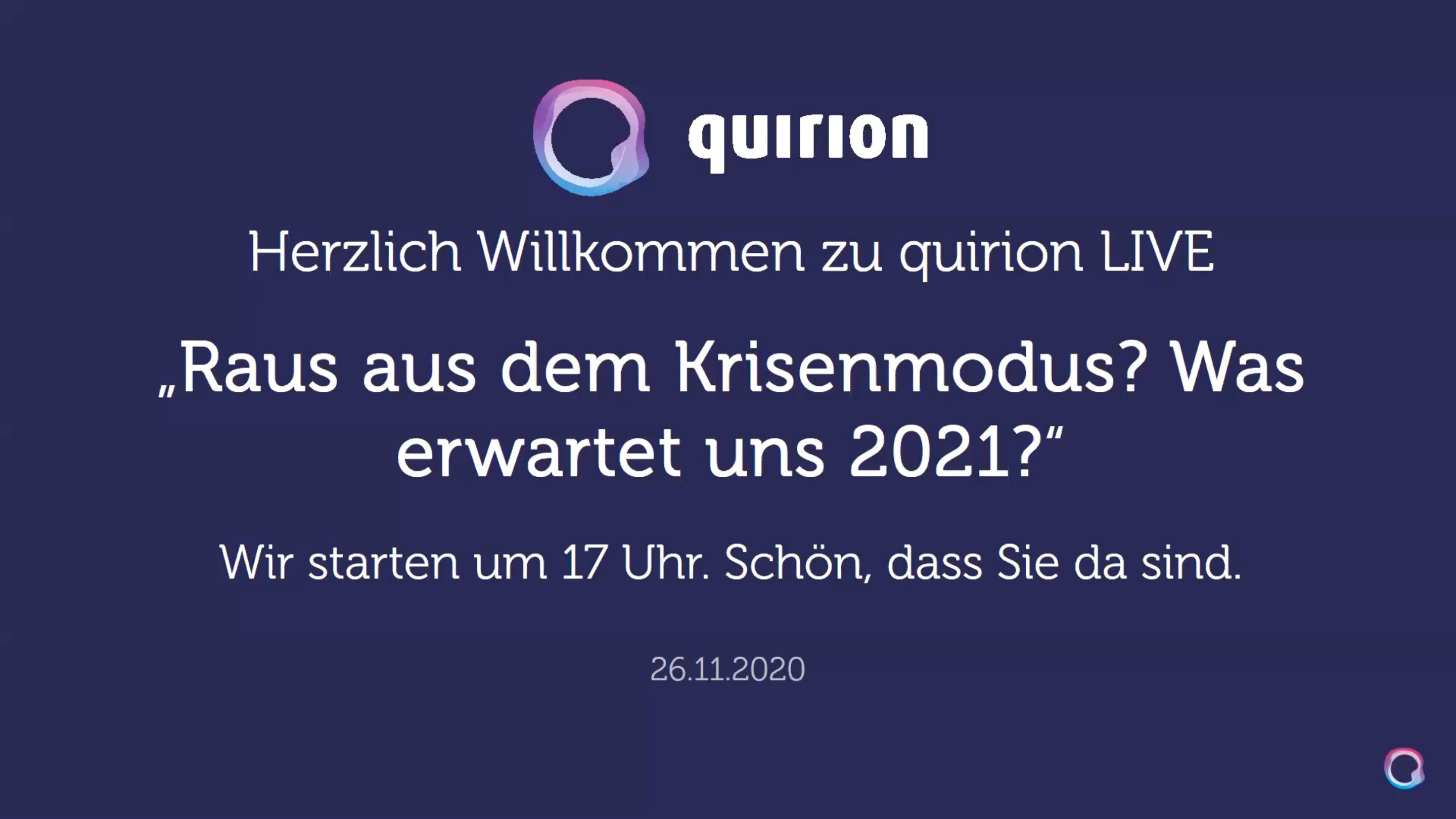 Aufzeichnung: quirion LIVE am 26.11.2020