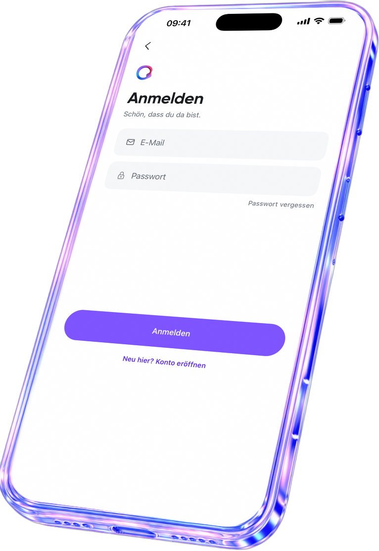 Die quirion-App zeigt die Anmeldung