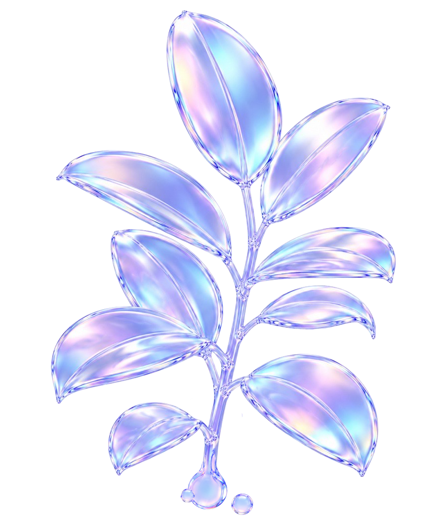 Eine Pflanze als irisierender Glas-Render