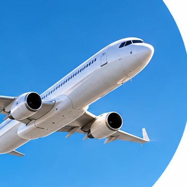 Ein Flugzeug vor blauem Himmel