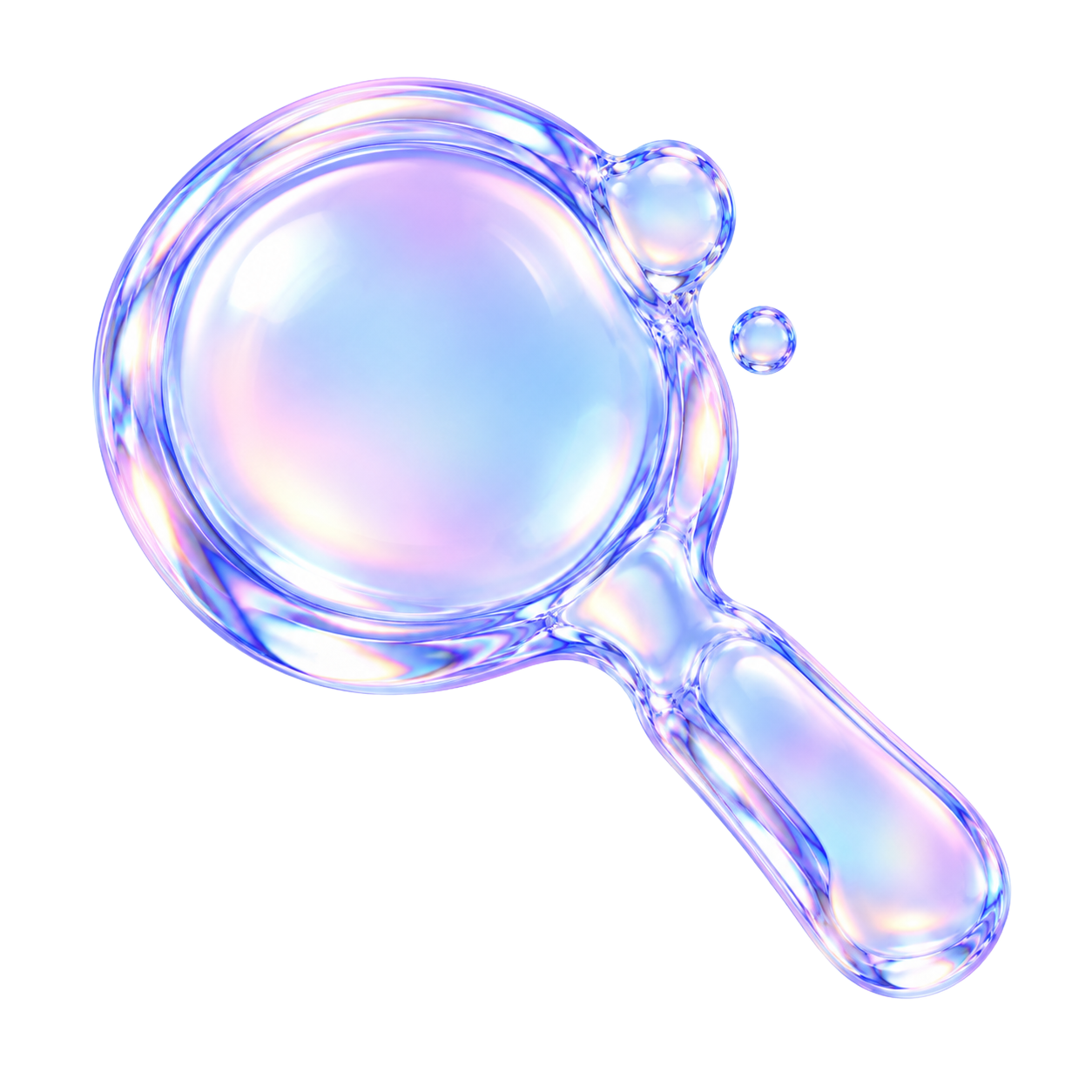 A magnifying glass as an iridescent glass render