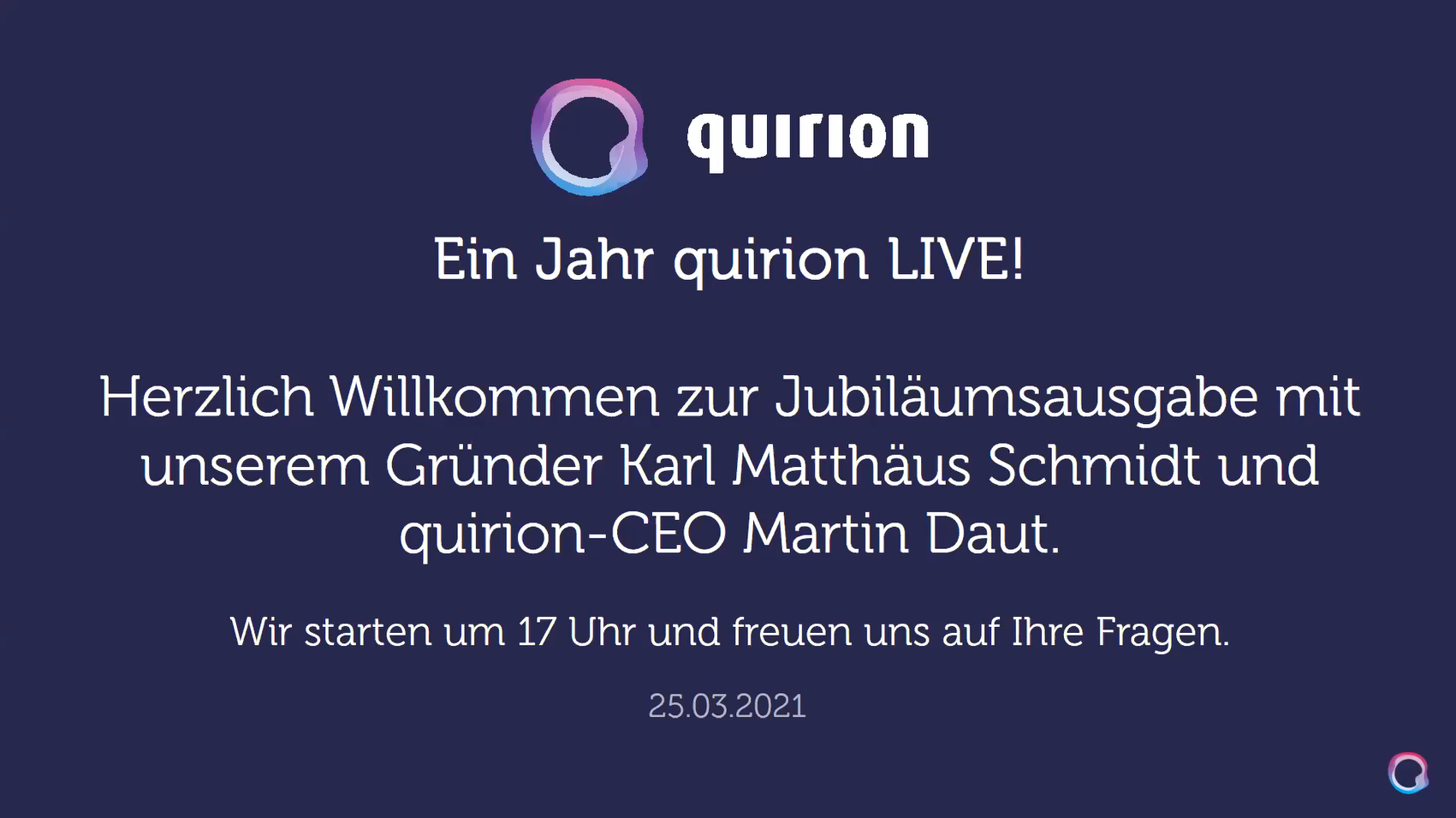 Aufzeichnung: quirion LIVE am 25.03.2021
