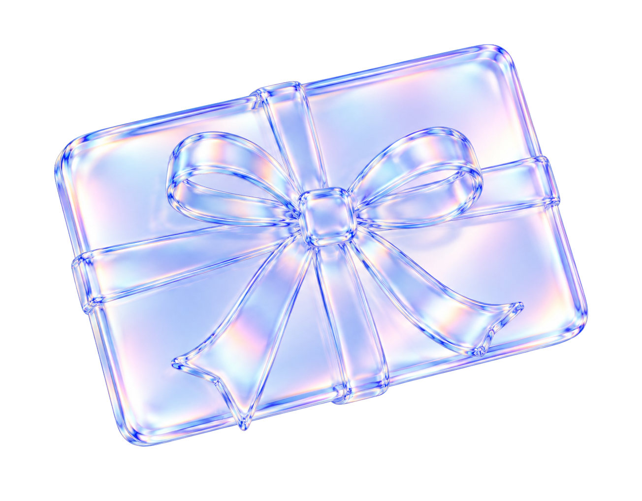 Eine Geschenkkarte als irisierender Glas-Render