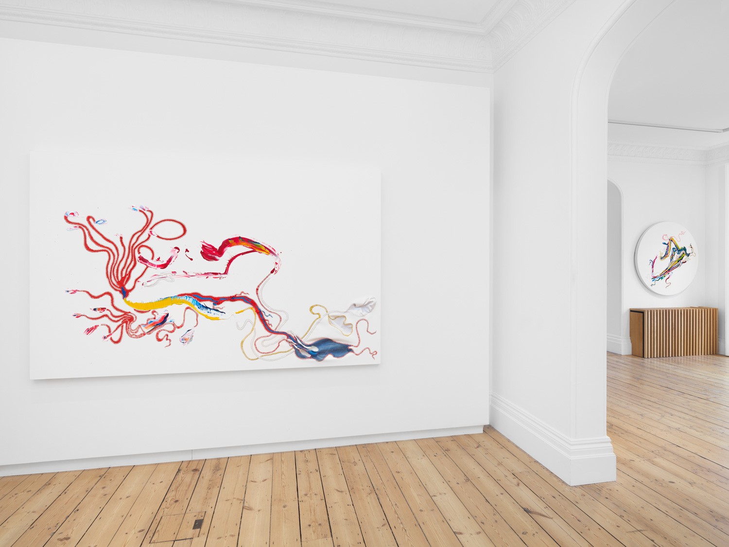 Installation view of Nicholas Hlobo at Lehmann Maupin London