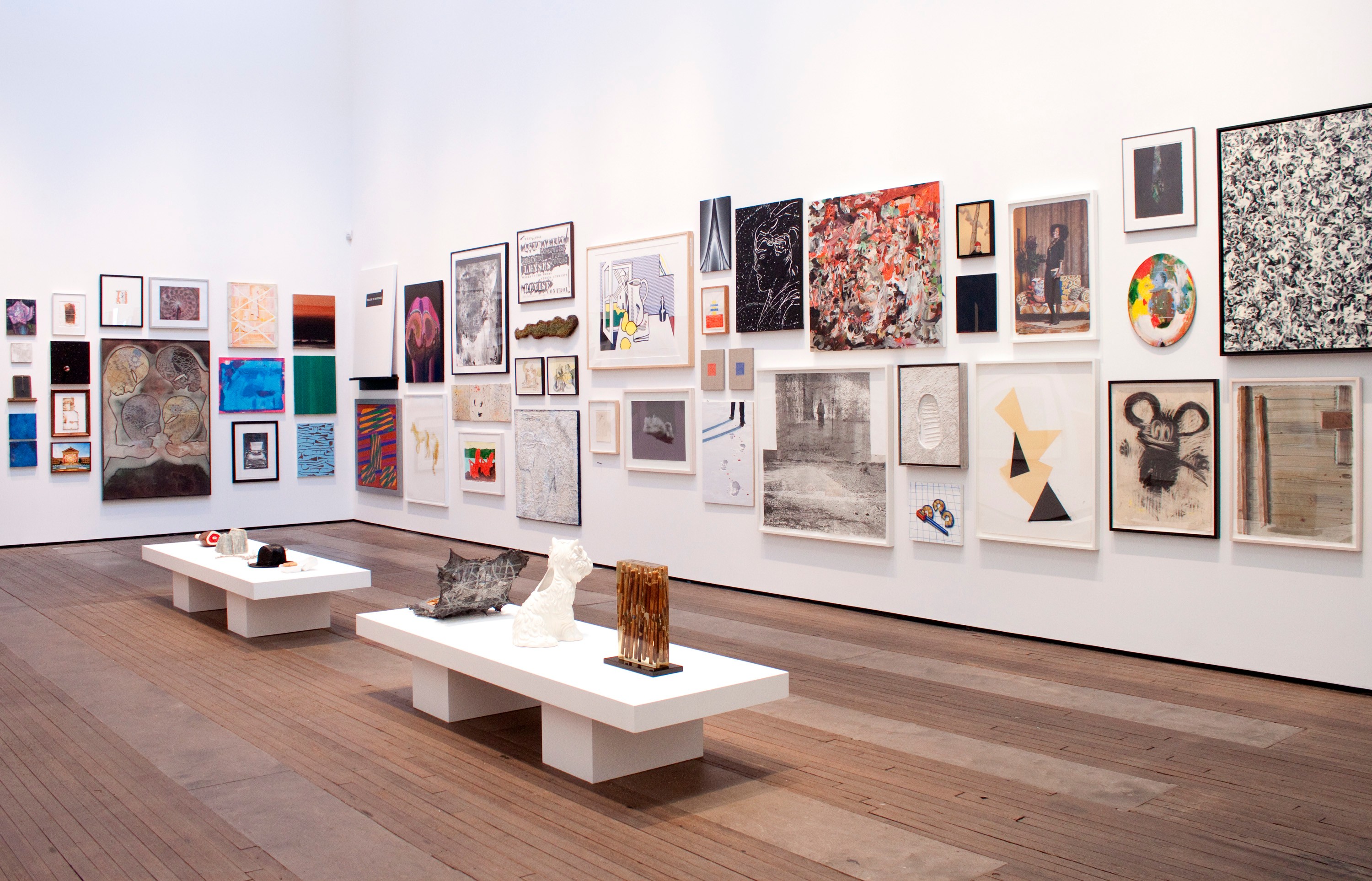 Installation view of Painting and Sculpture: FCA Benefit Exhibition at Lehmann Maupin New York