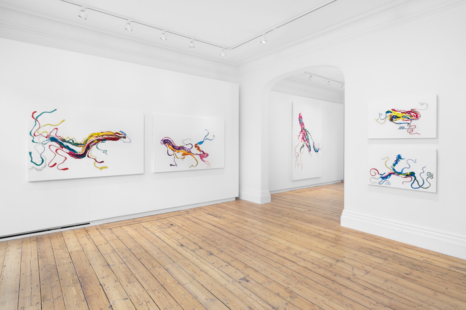Installation view of Nicholas Hlobo at Lehmann Maupin London