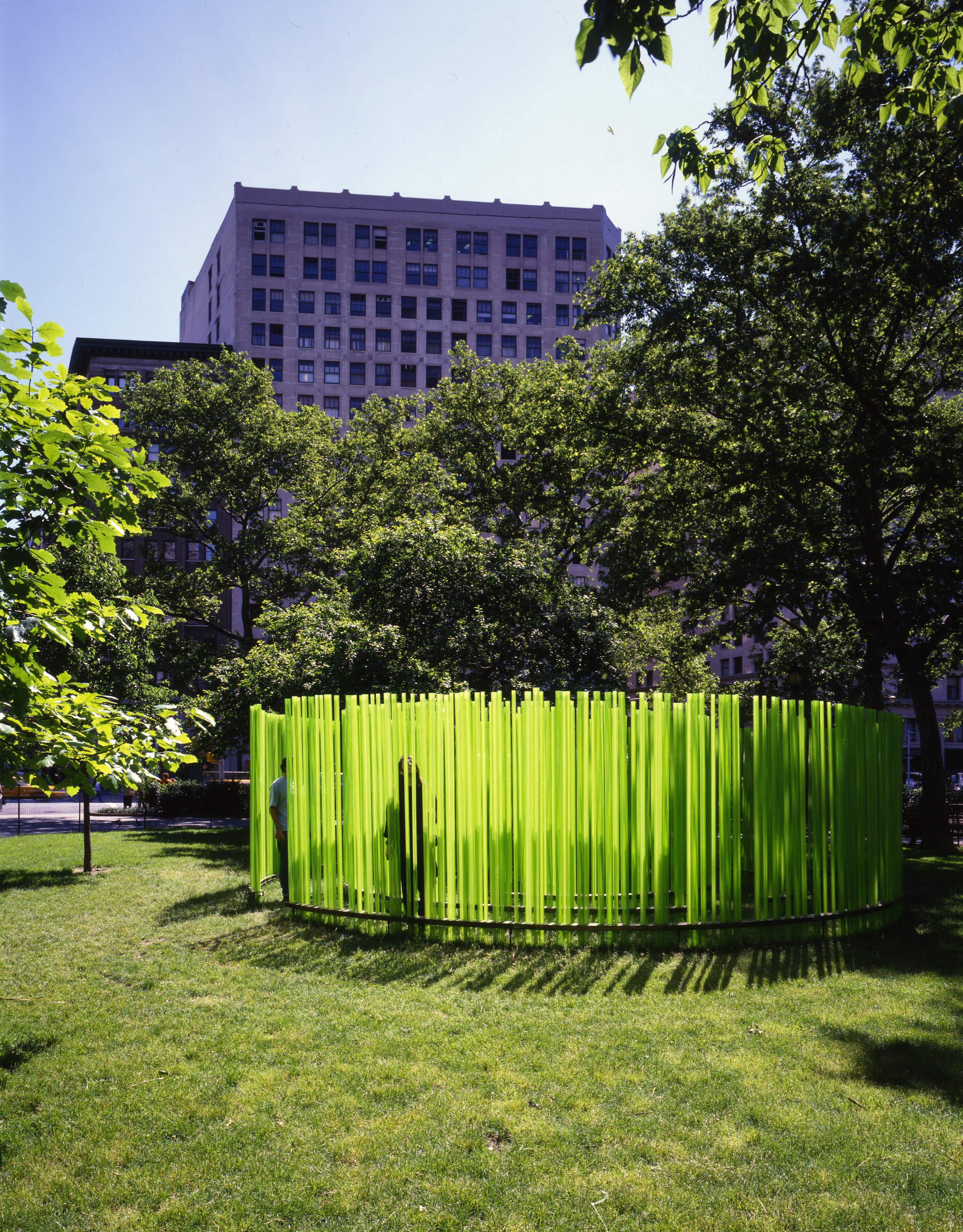 Installation view of Bamboo Cinema at Madison Square Park