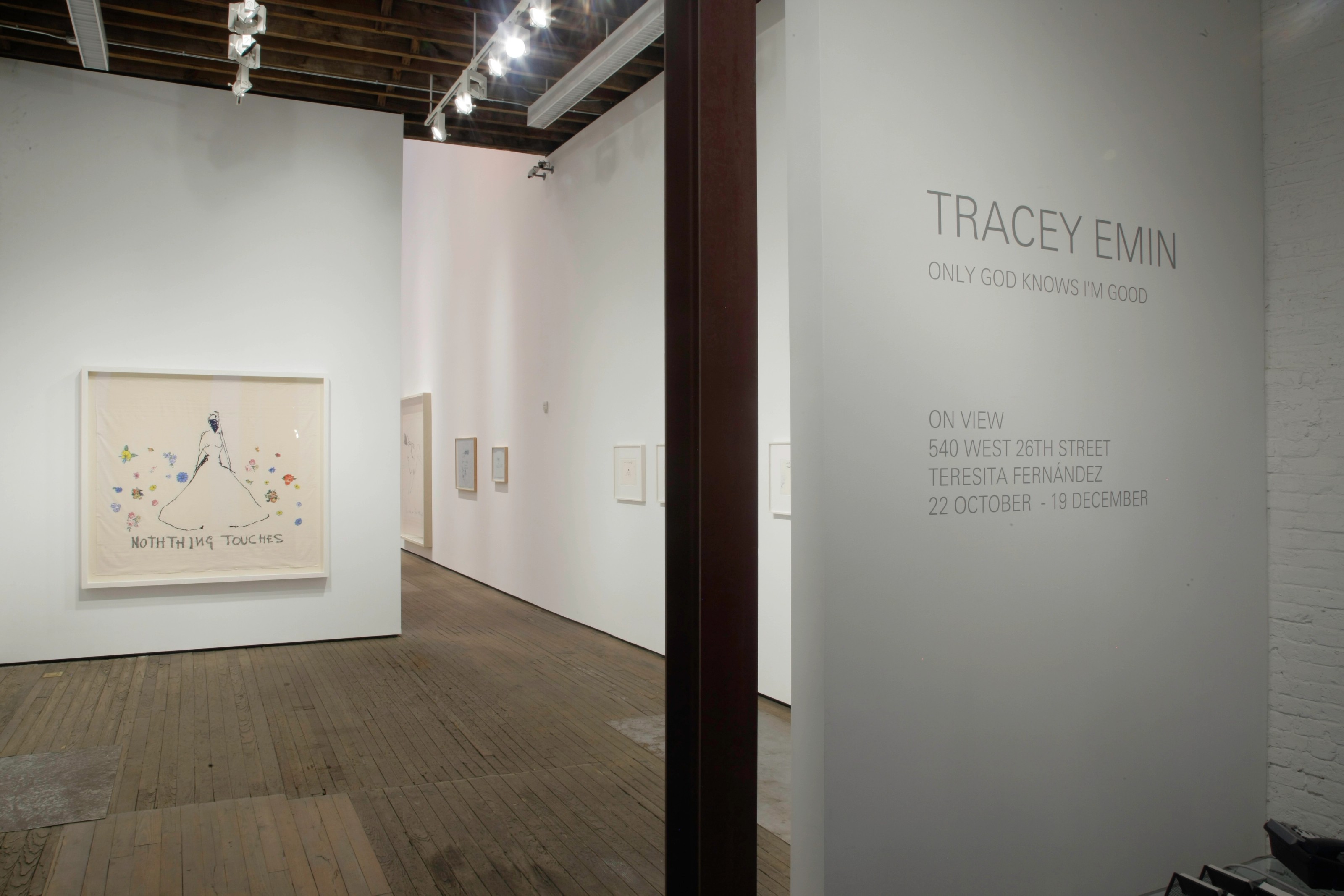 Installation view of Only God Knows I'm Good at Lehmann Maupin New York