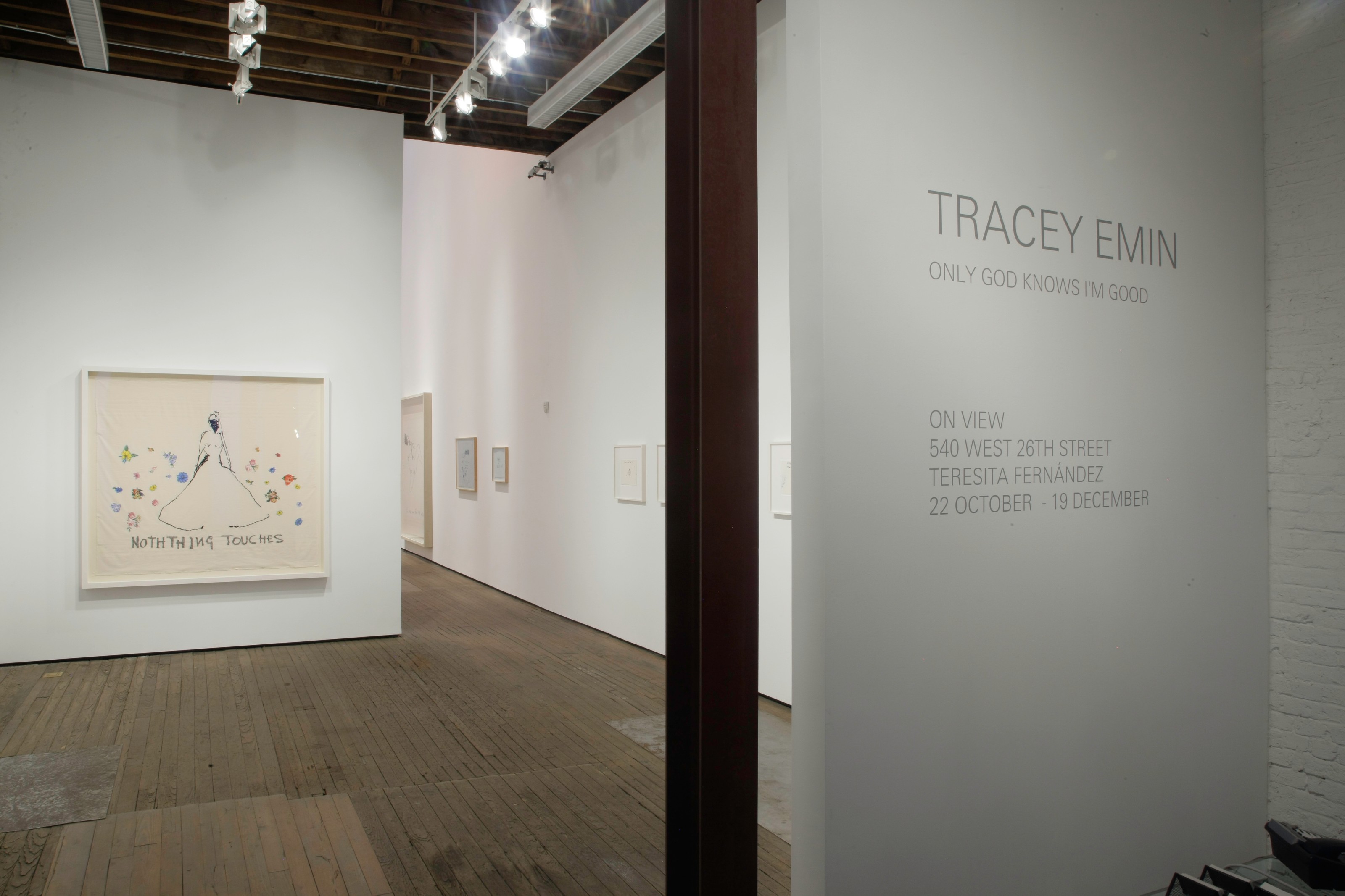 Installation view of Only God Knows I'm Good at Lehmann Maupin New York