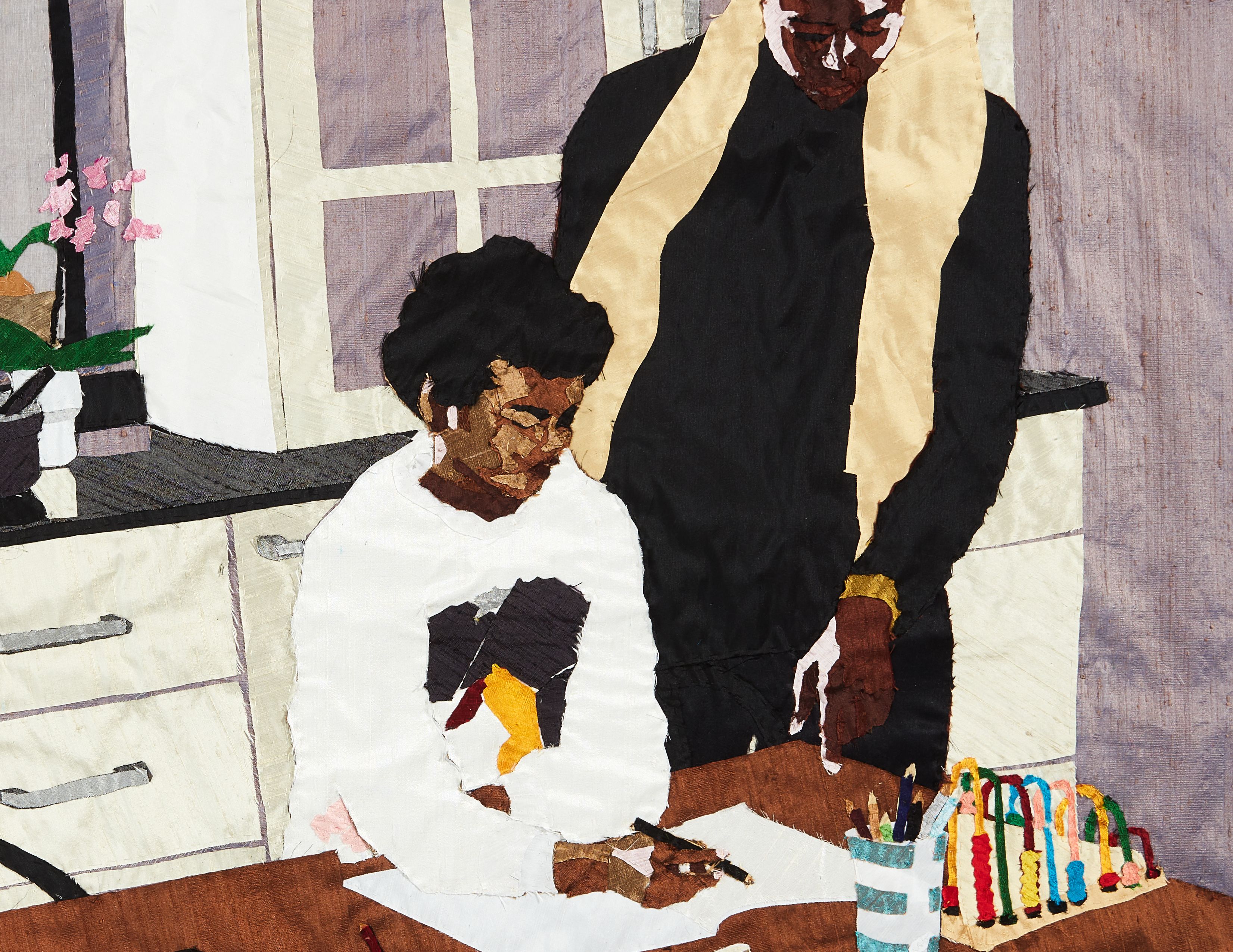 Detail of wall work by Billie Zangewa