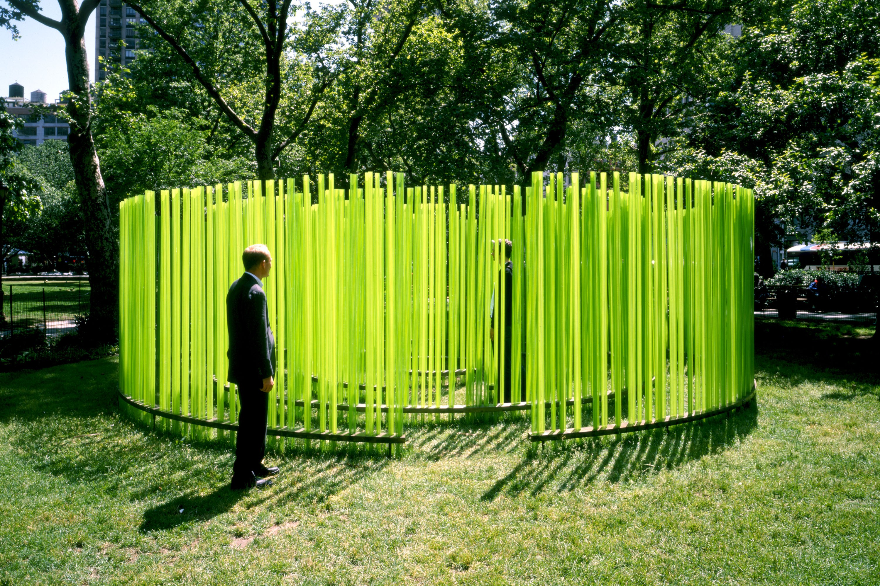 Installation view of Bamboo Cinema at Madison Square Park