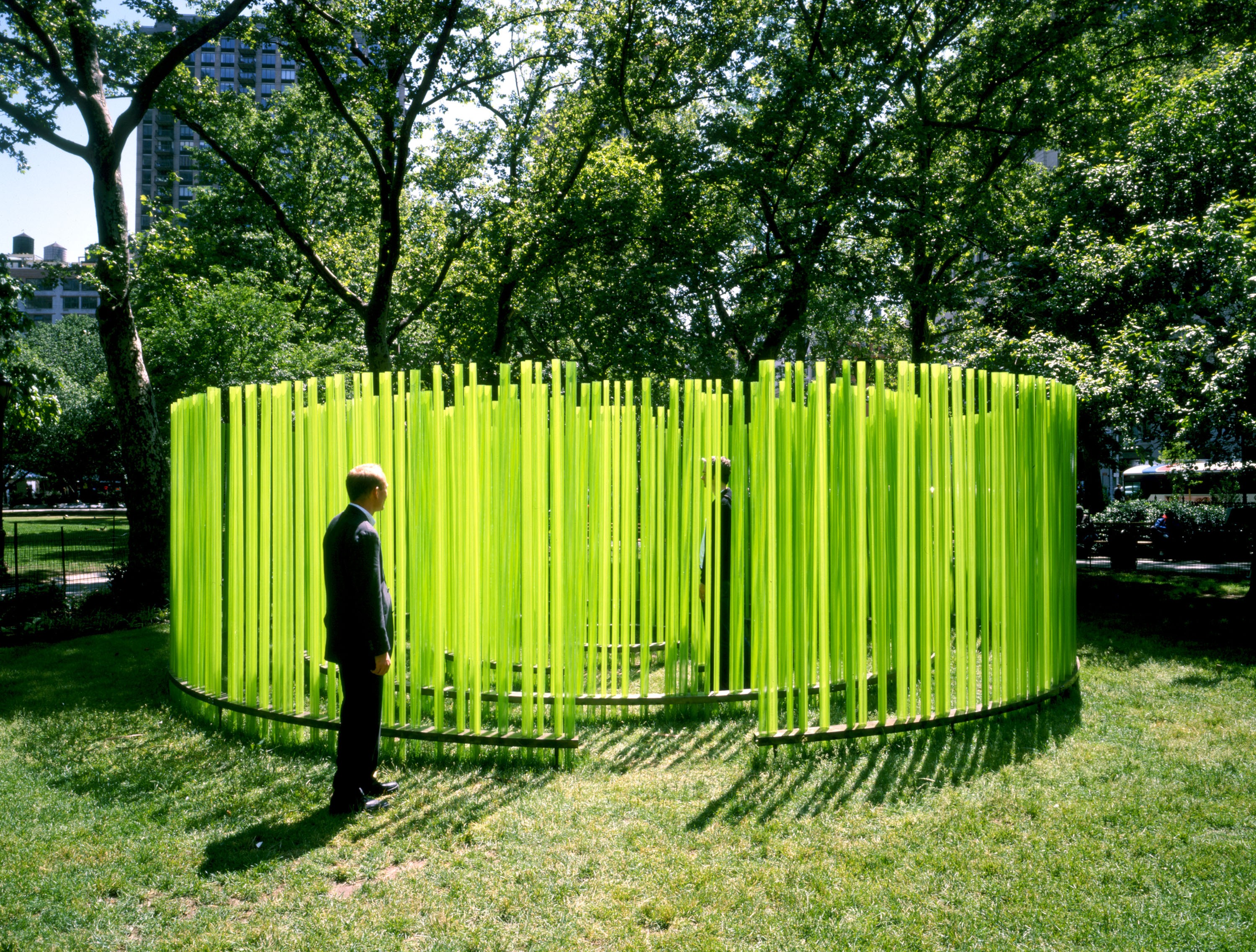 Installation view of Bamboo Cinema at Madison Square Park