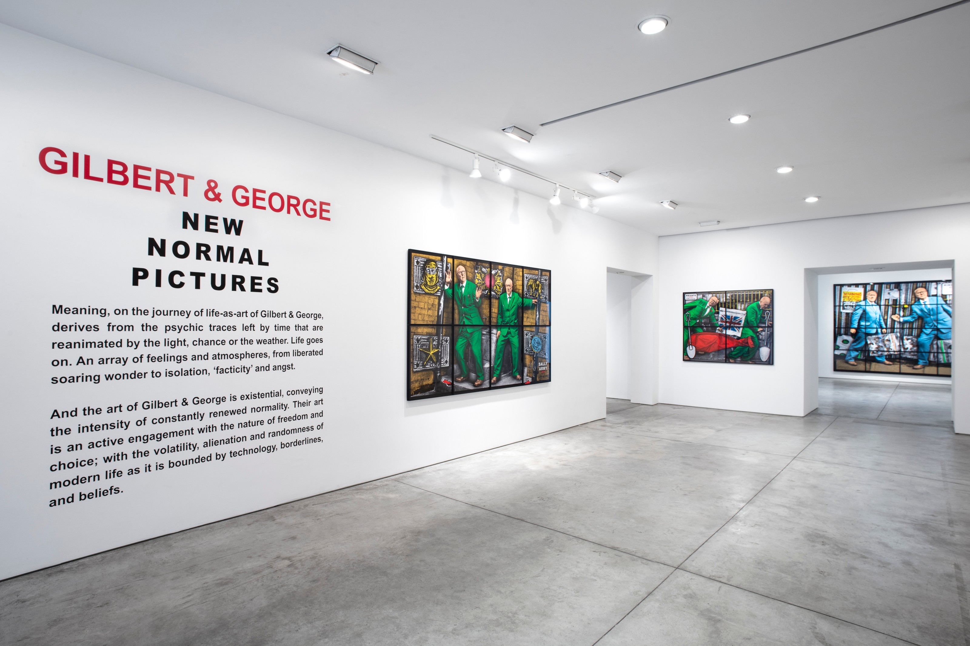Installation view of Gilbert & George at Lehmann Maupin New York
