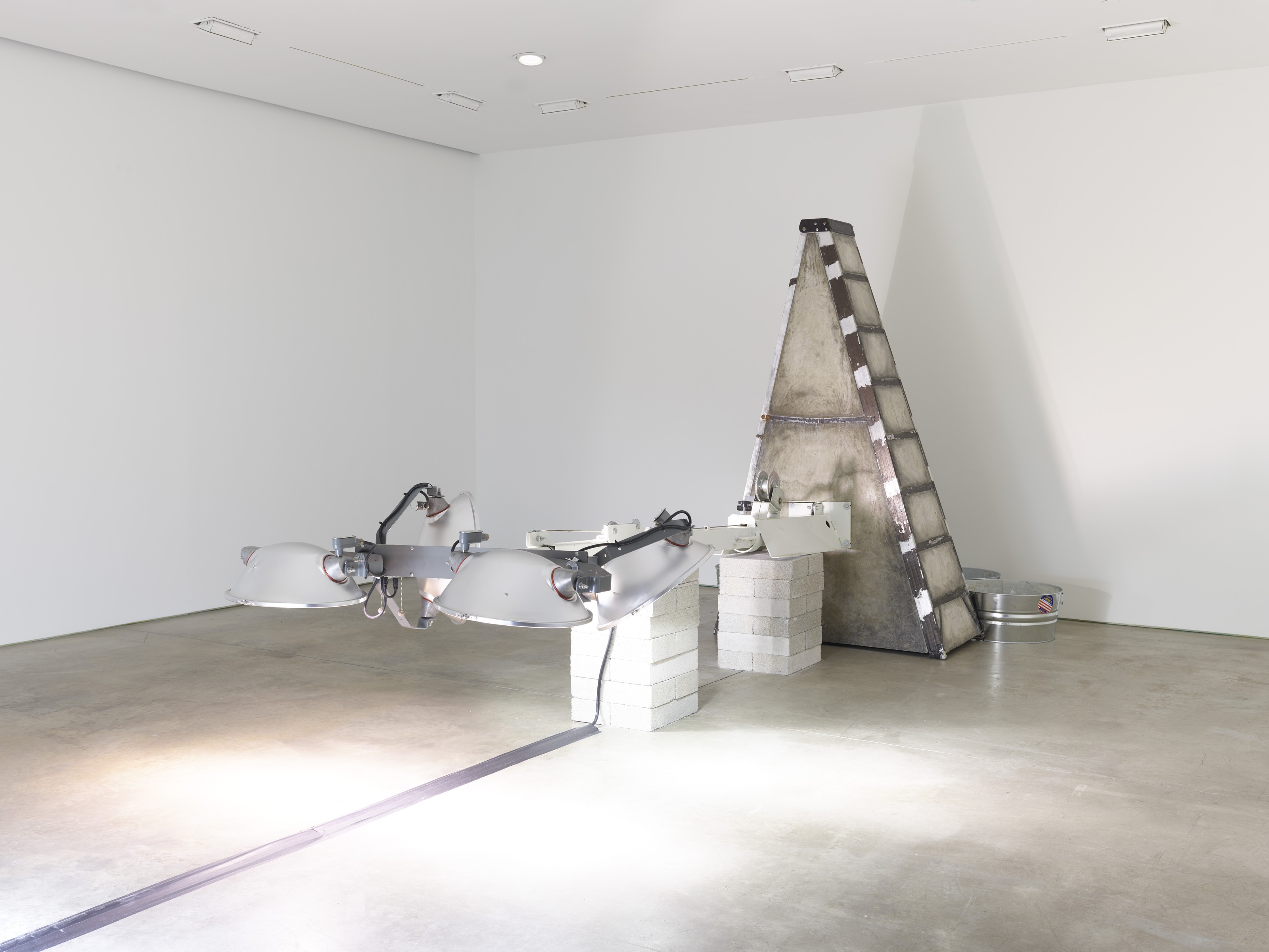 Installation view of Nari Ward at Lehmann Maupin New York