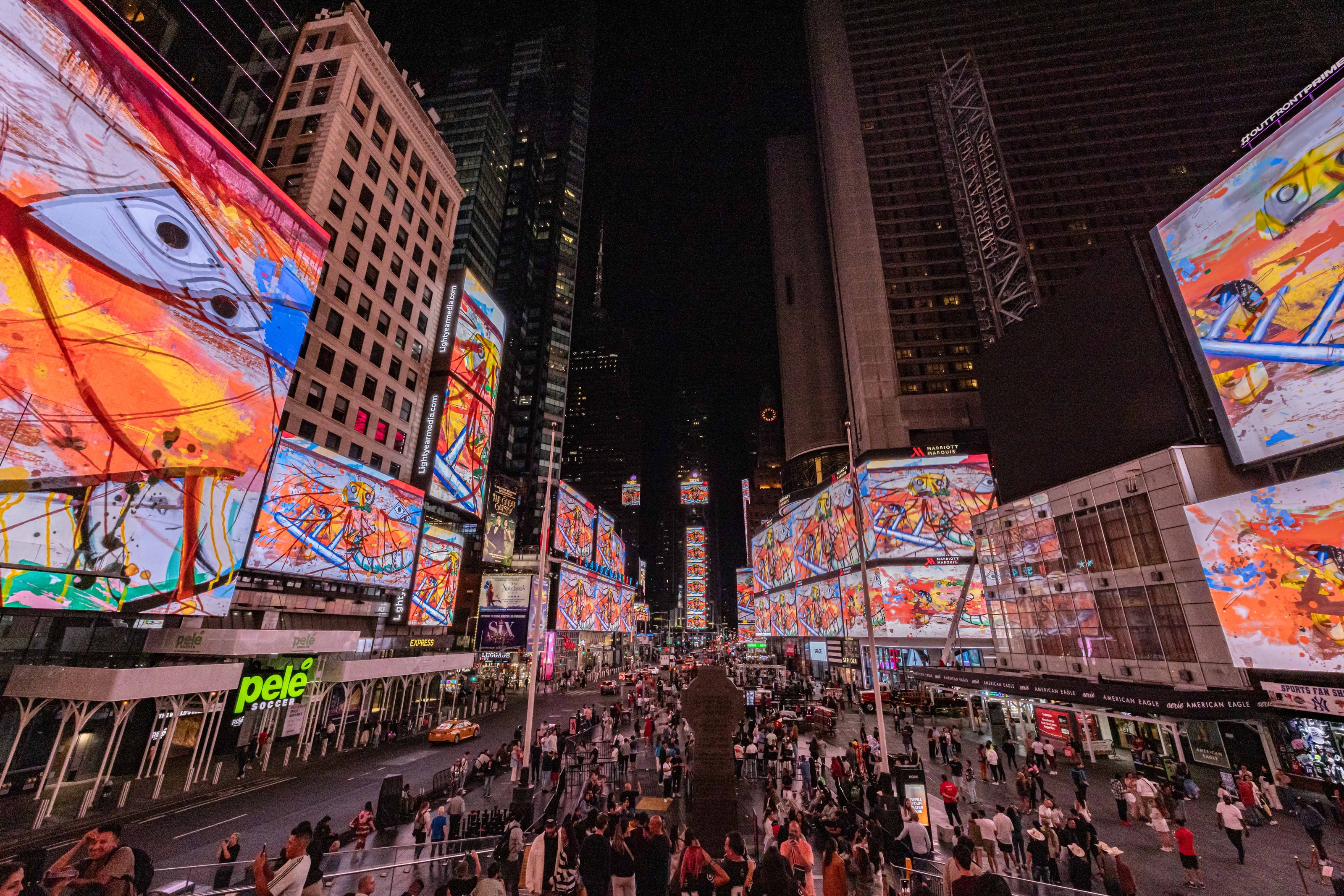 Installation view of David Salle in Times Square