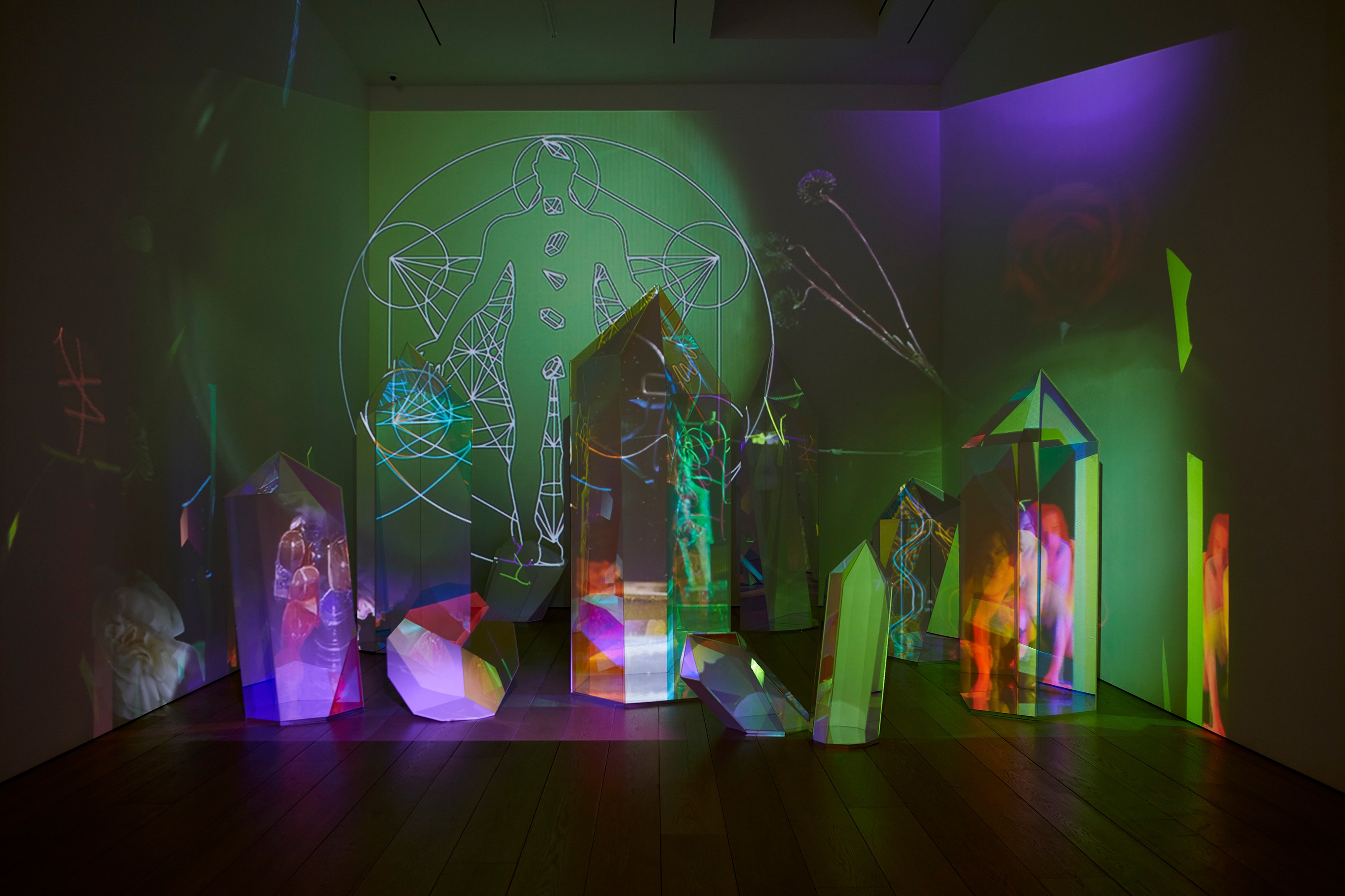 Installation view of Tony Oursler at Lehmann Maupin New York