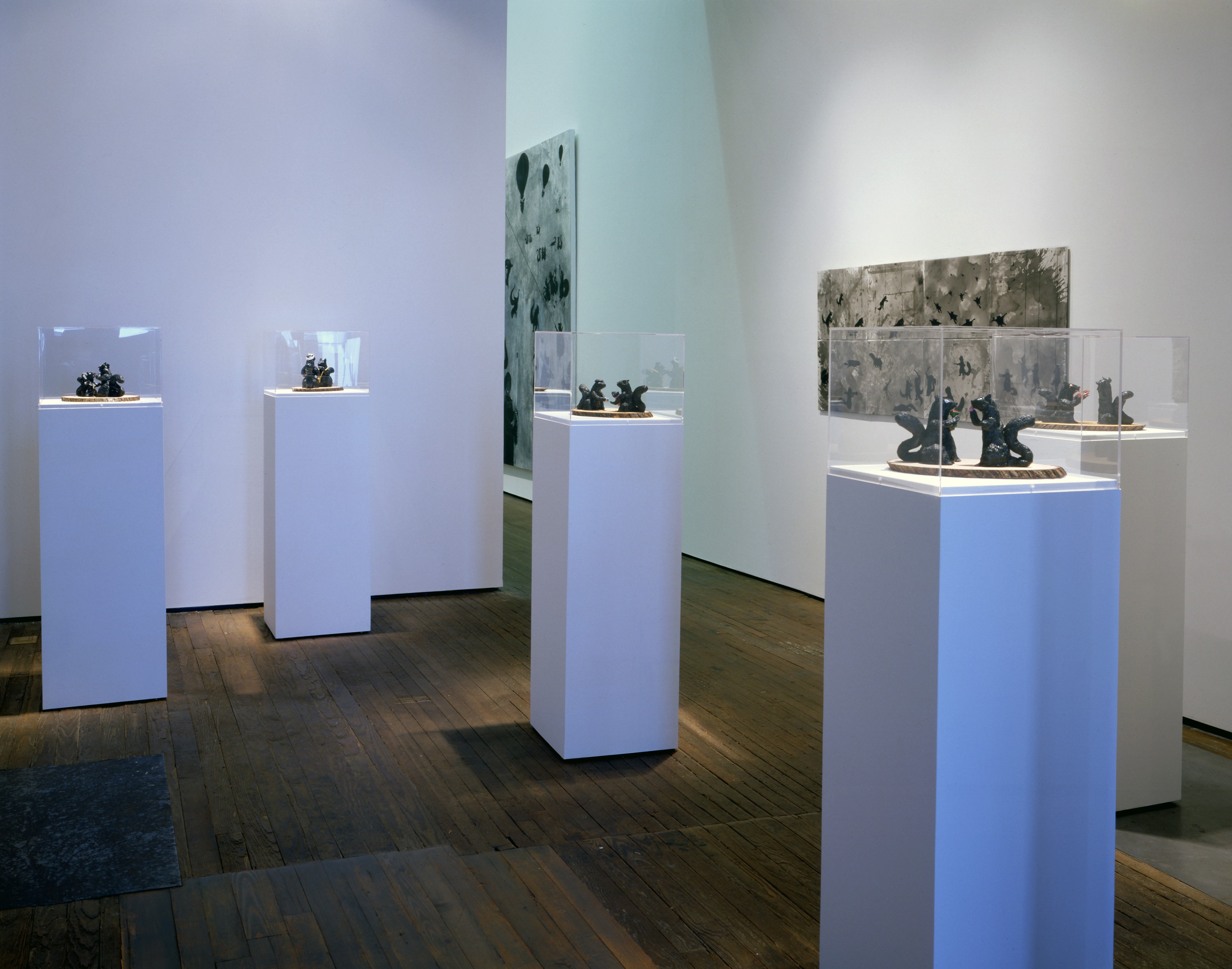 Installation view of Black Squirrel Society at Lehmann Maupin New York
