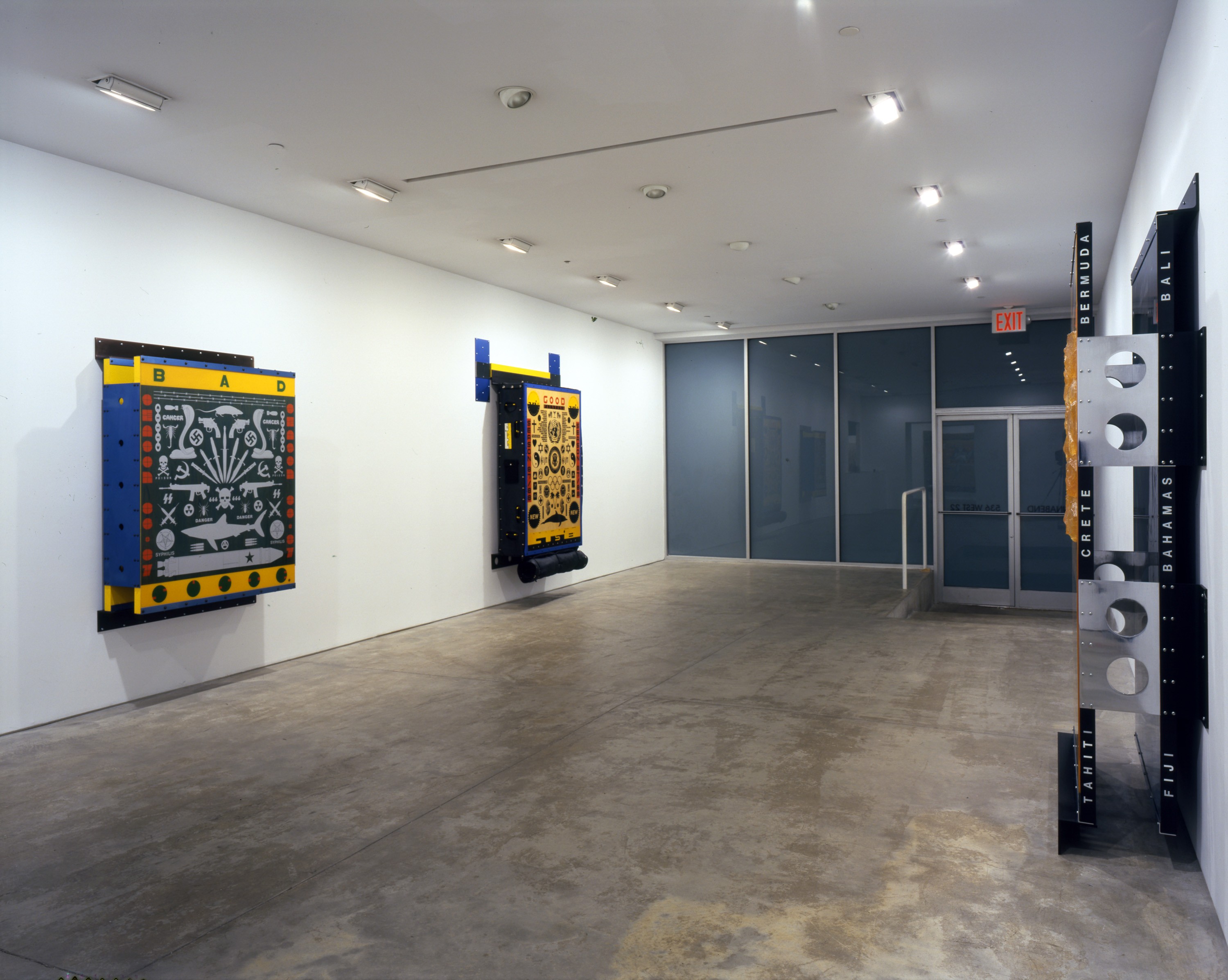 Installation view of Ashley Bickerton at Lehmann Maupin New York