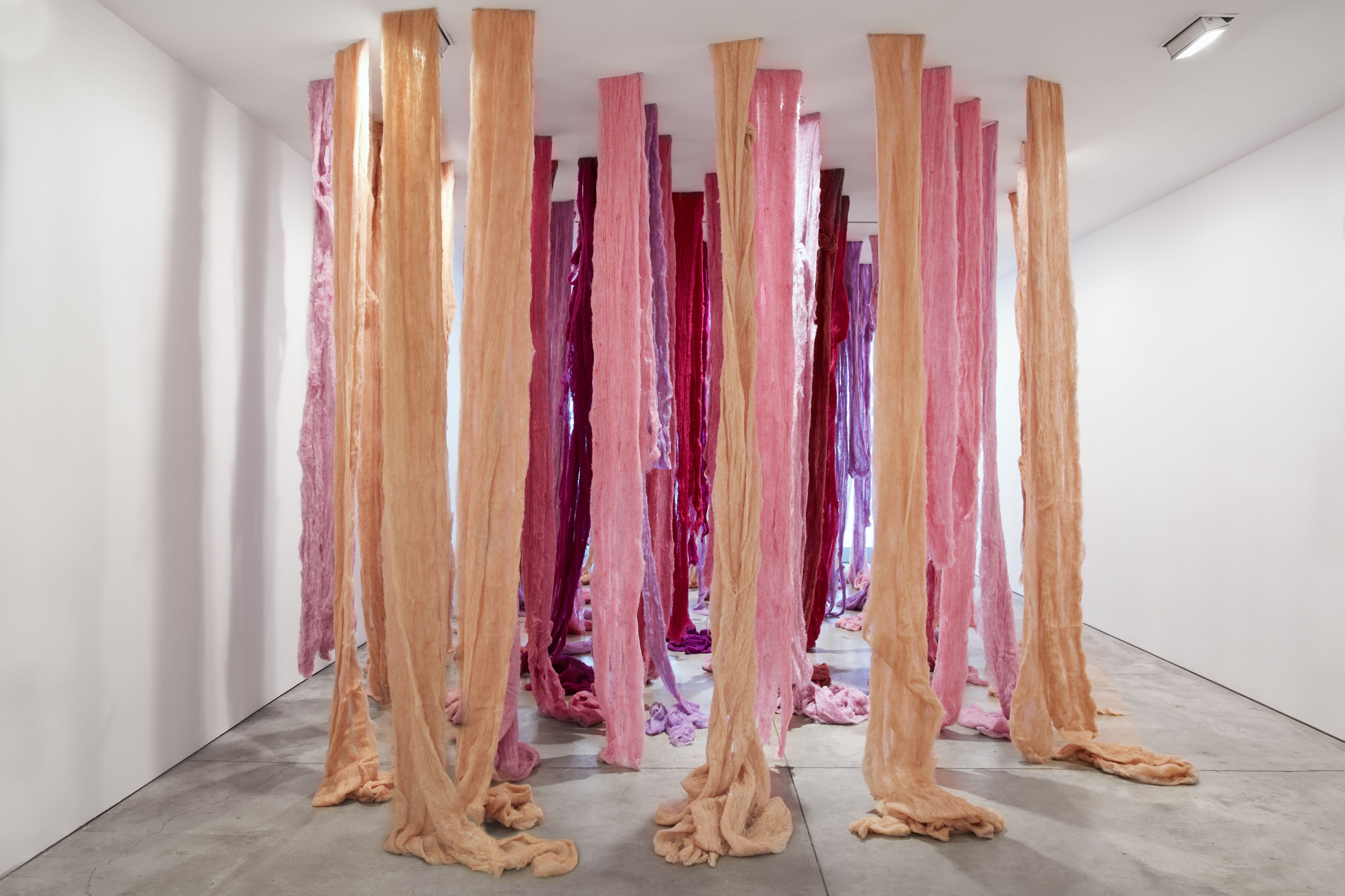 Installation view of Cecilia Vicuña at Lehmann Maupin New York