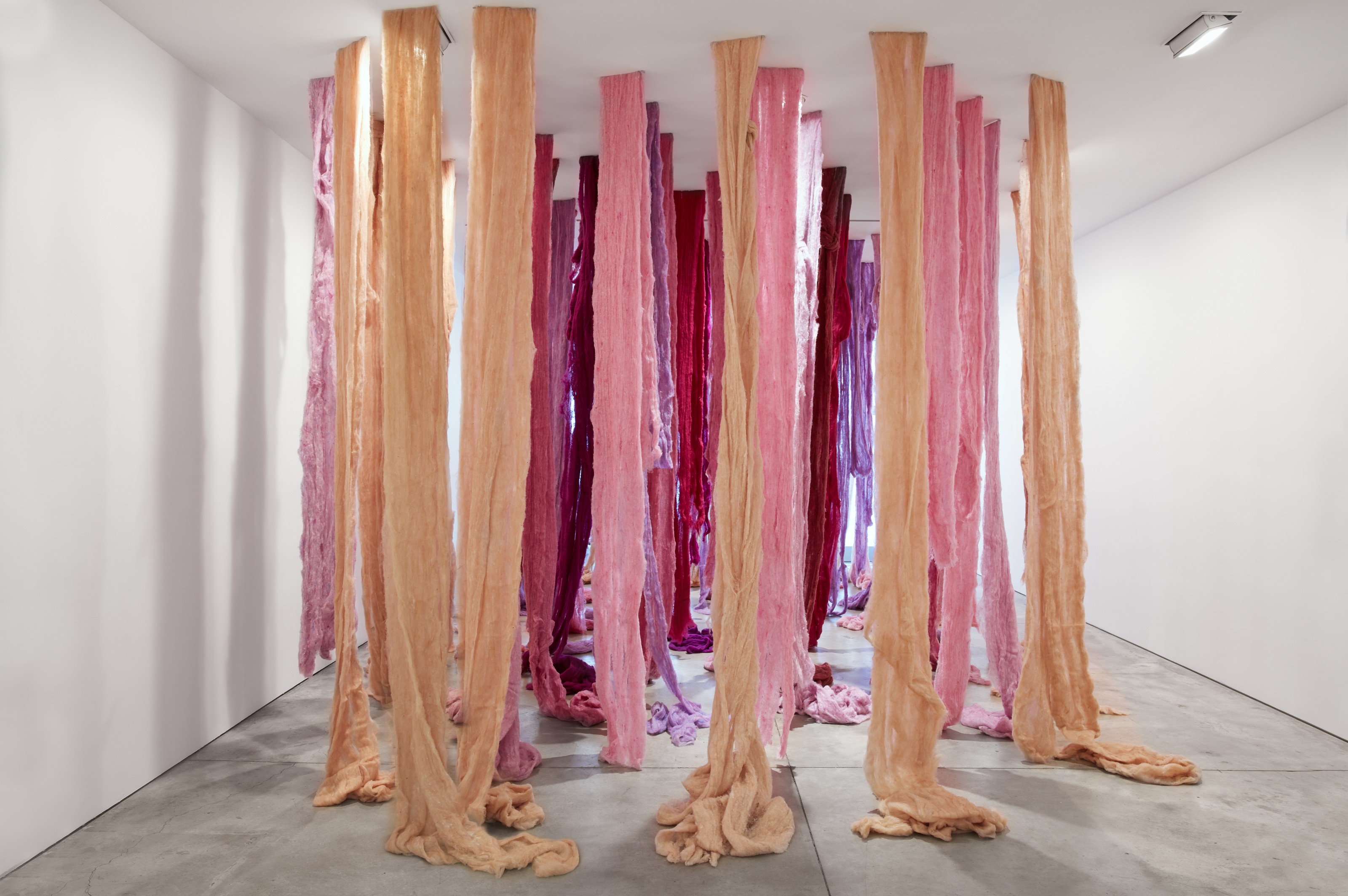 Installation view of Cecilia Vicuña at Lehmann Maupin New York