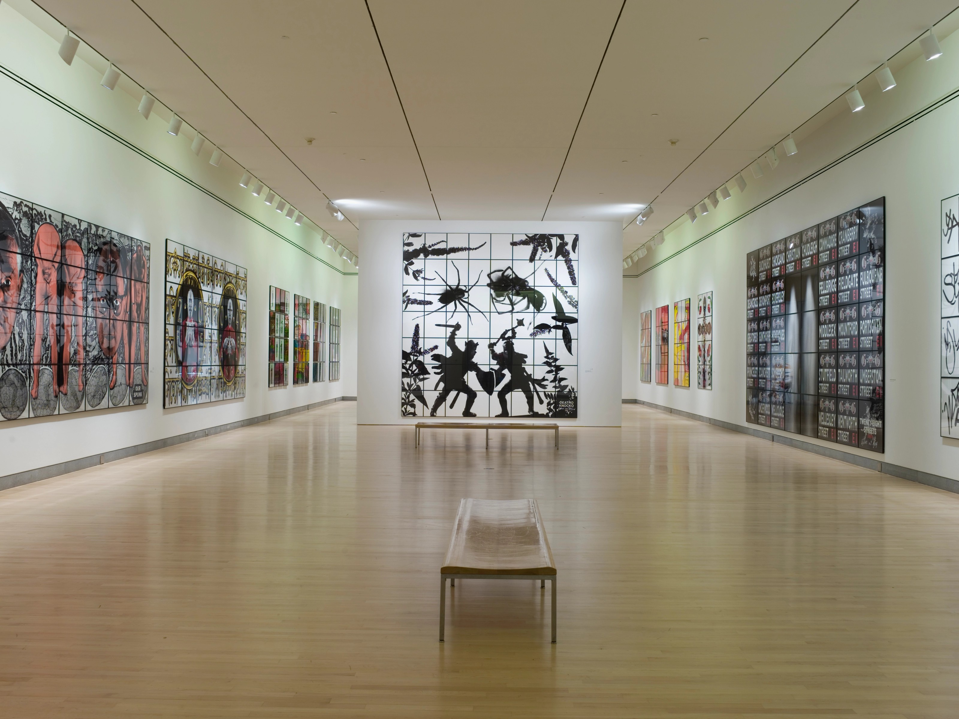Installation view of Gilbert & George at The Brooklyn Museum