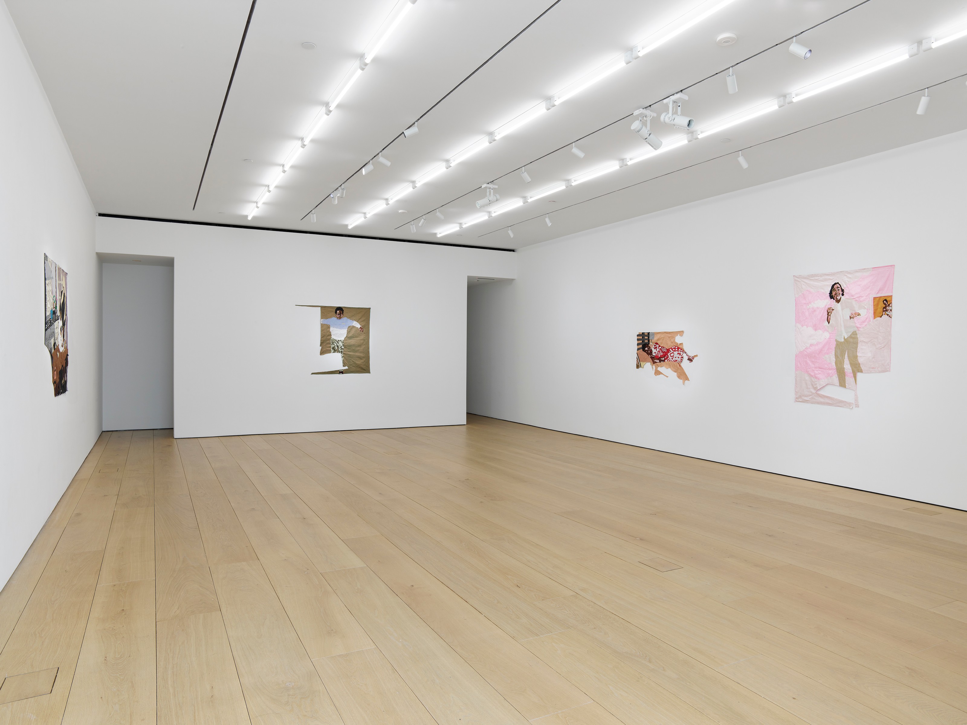 Installation view of Billie Zangewa at Lehmann Maupin New York