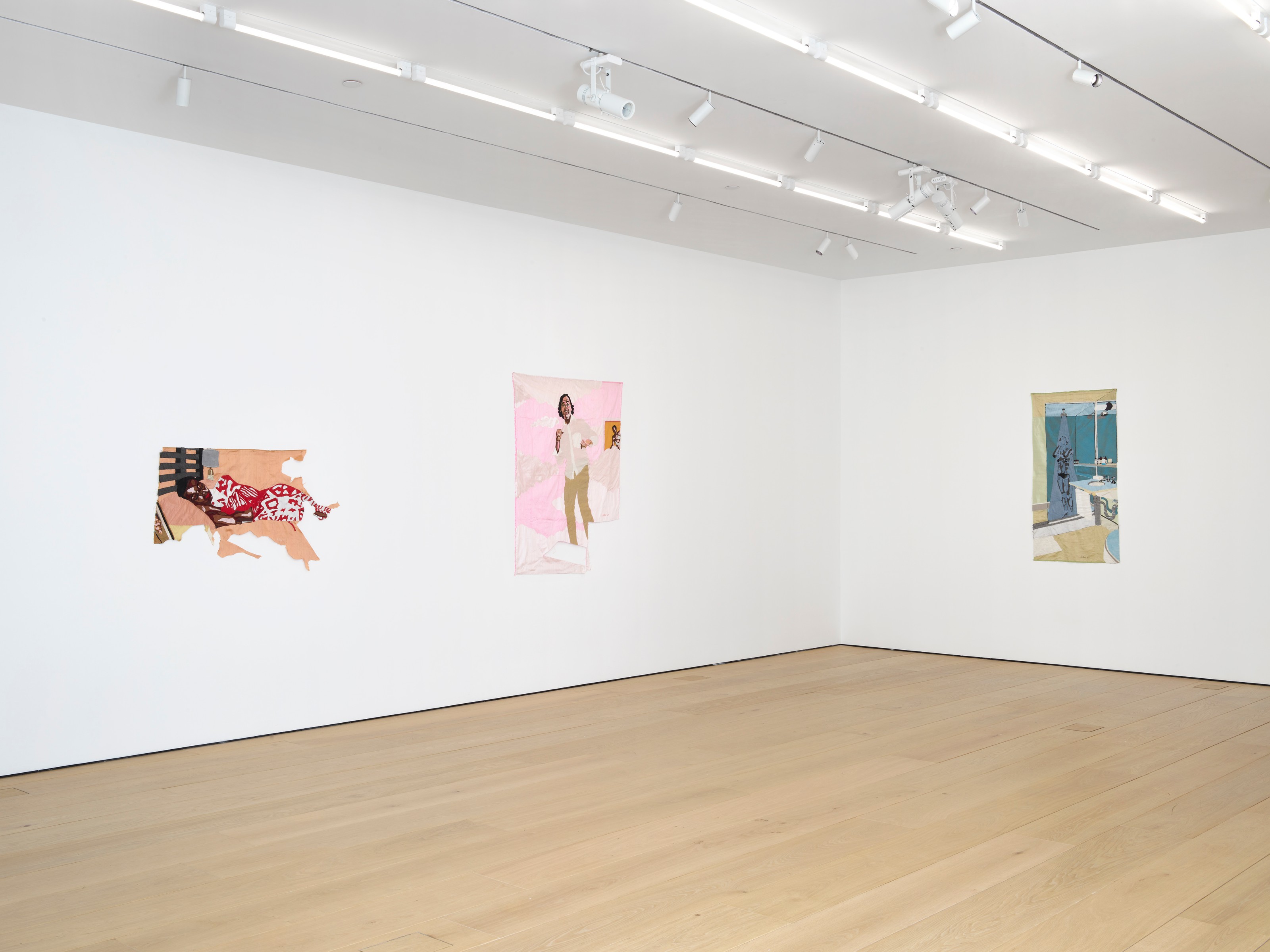 Installation view of Billie Zangewa at Lehmann Maupin New York