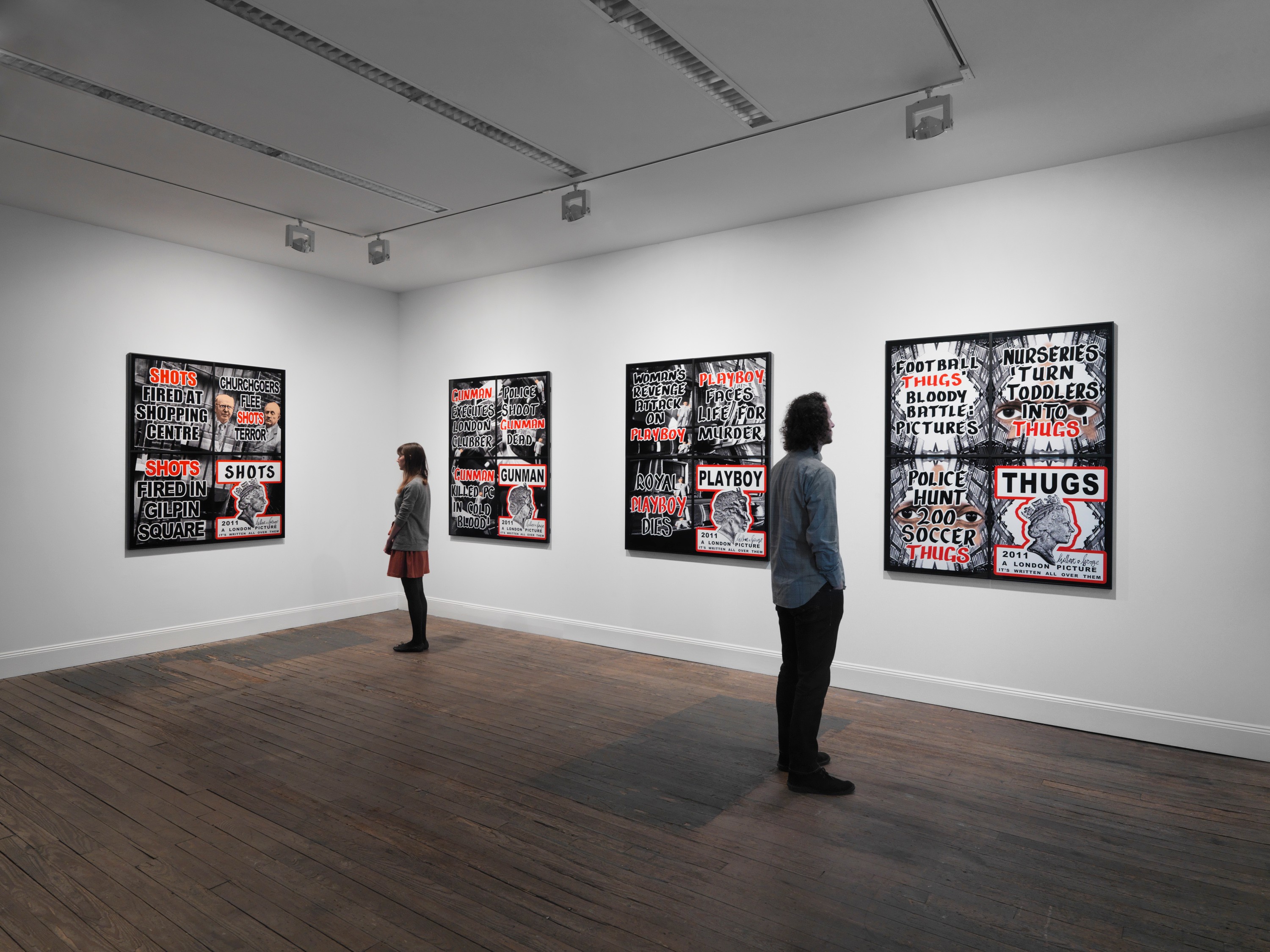 Installation view of London Pictures at Lehmann Maupin New York