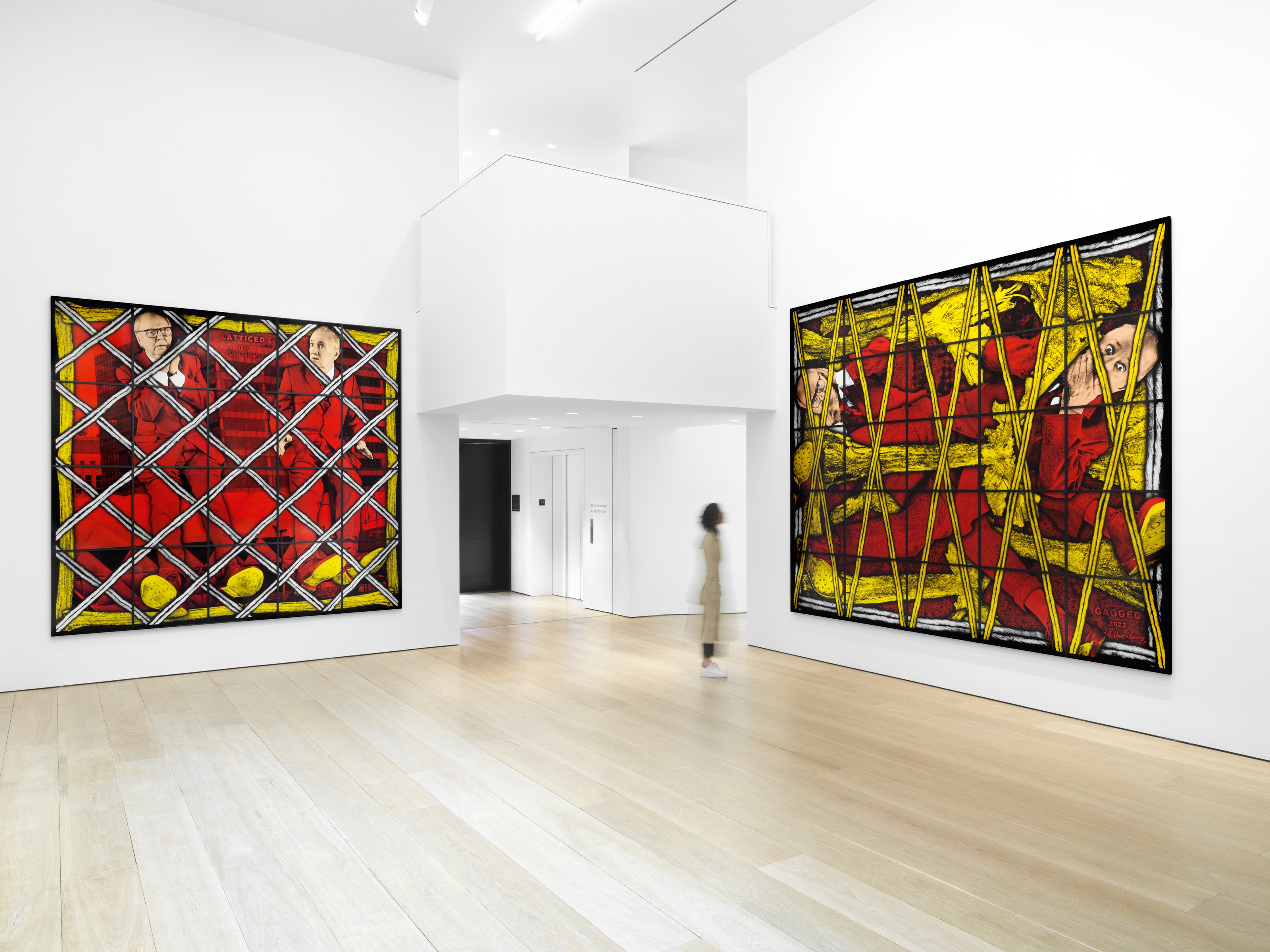Installation view of Gilbert & George at Lehmann Maupin New York