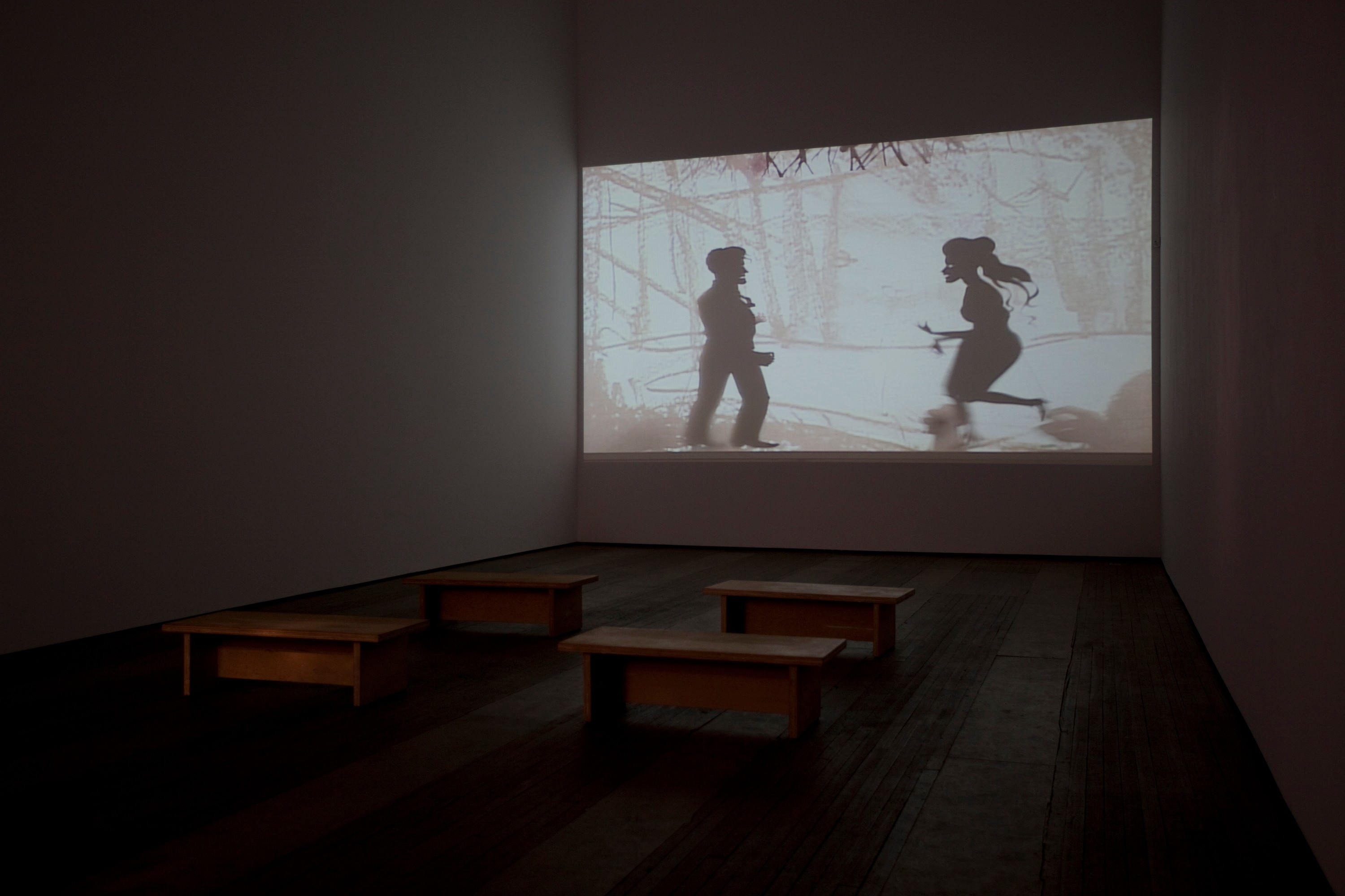 Installation view of Fall Frum Grace, Miss Pipi's Blue Tale at Lehmann Maupin New York