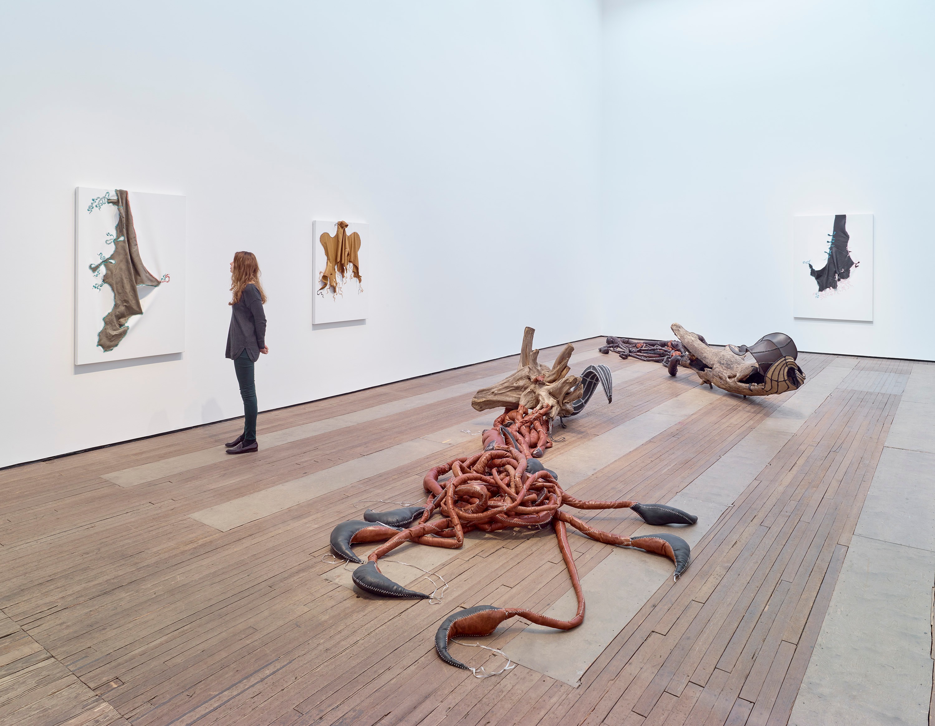 Installation view of Nicholas Hlobo at Lehmann Maupin New York