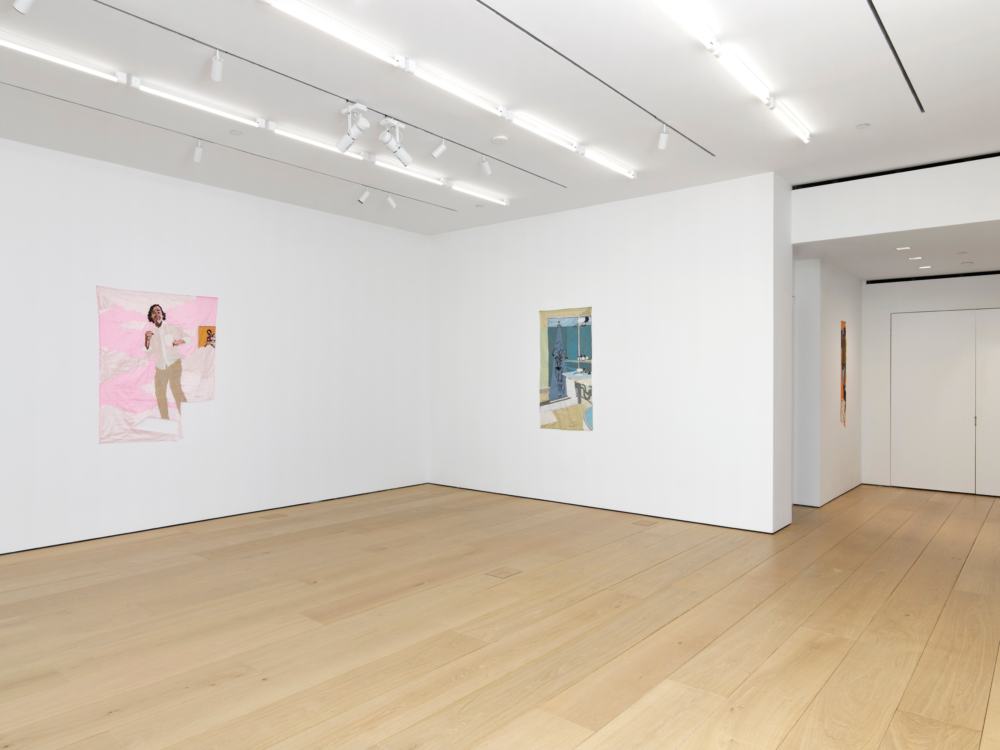 Installation view of Billie Zangewa at Lehmann Maupin New York