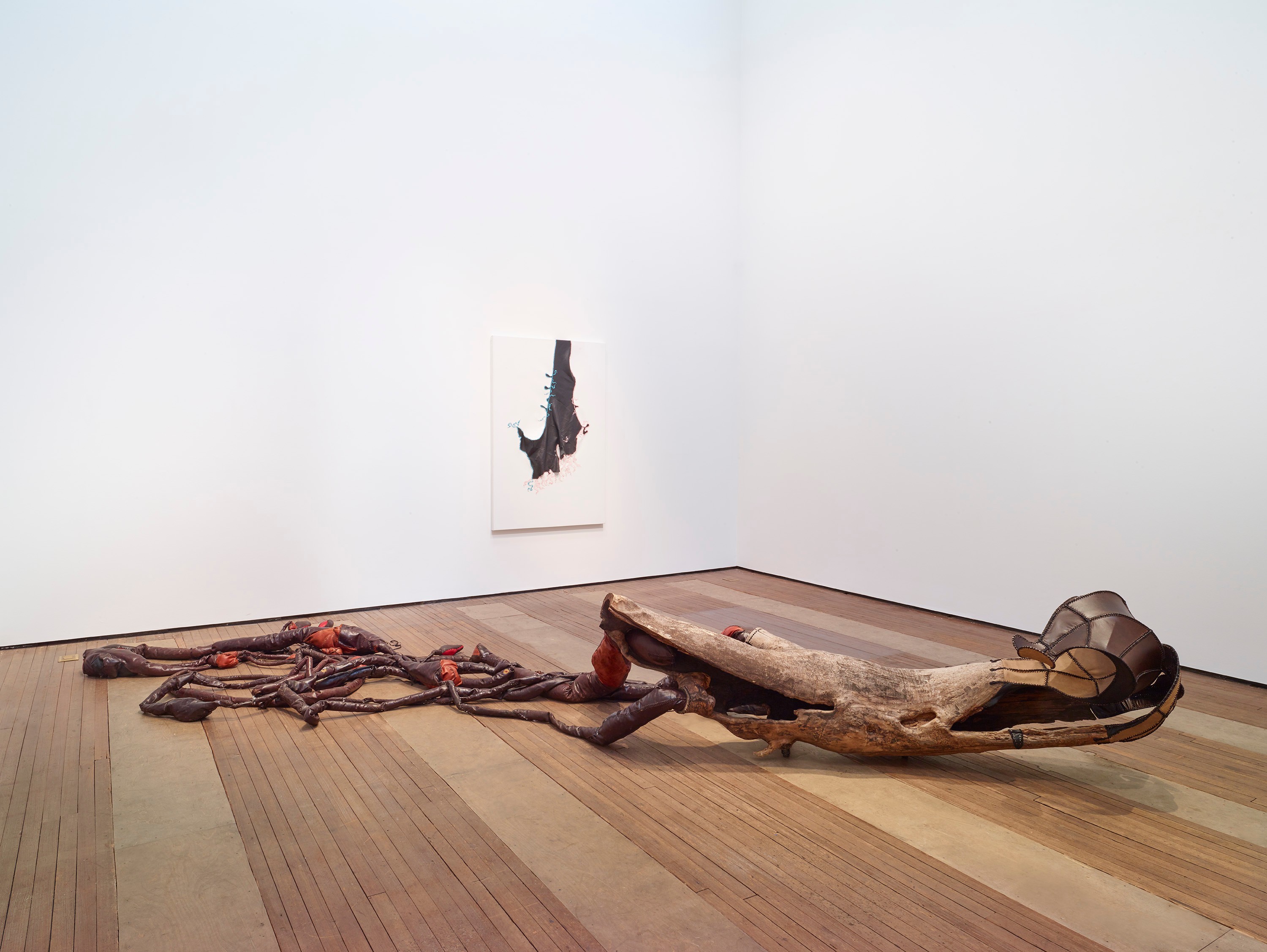 Installation view of Nicholas Hlobo at Lehmann Maupin New York