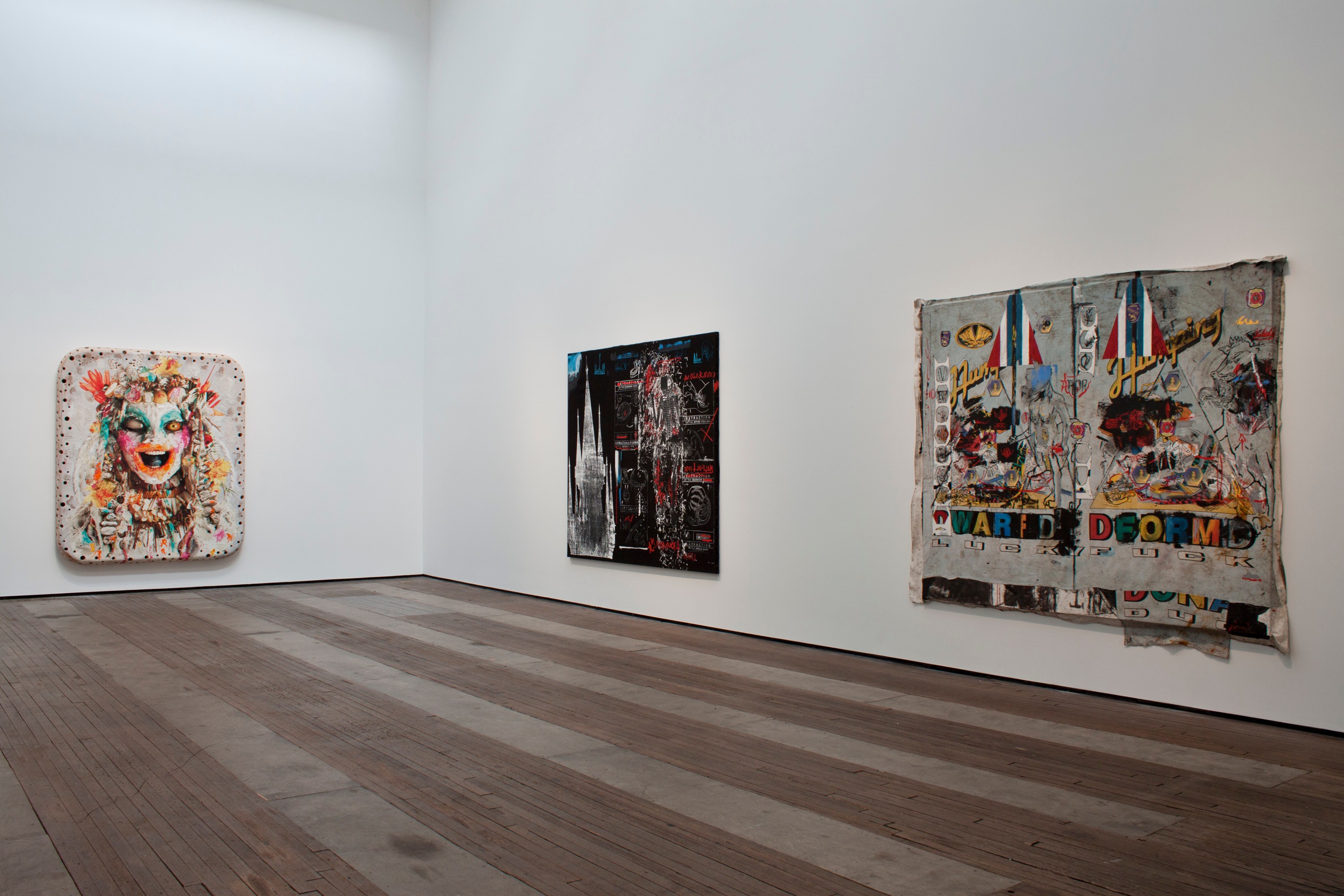 Installation view of Ashley Bickerton & Nicolas Pol at Lehmann Maupin New York