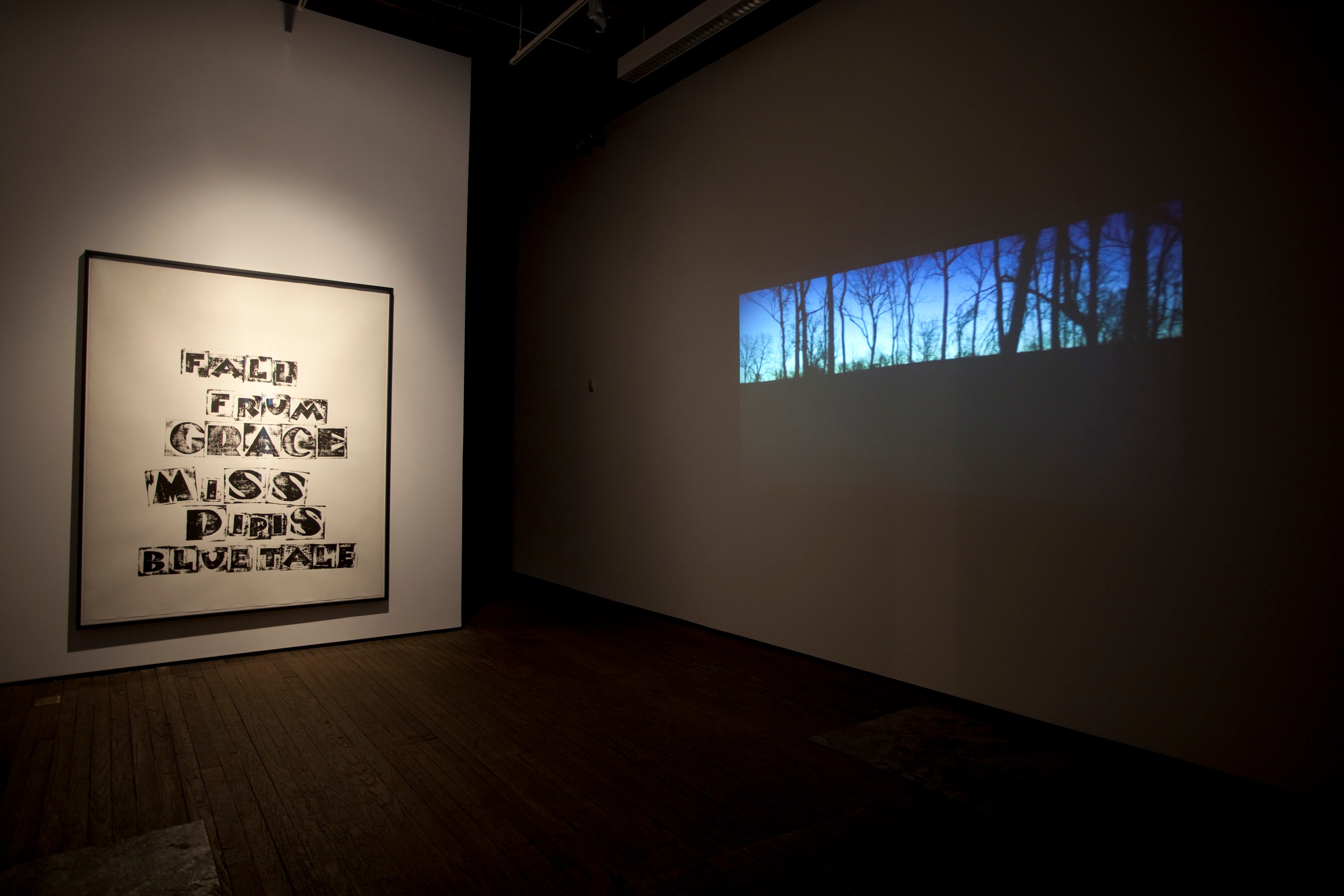Installation view of Fall Frum Grace, Miss Pipi's Blue Tale at Lehmann Maupin New York
