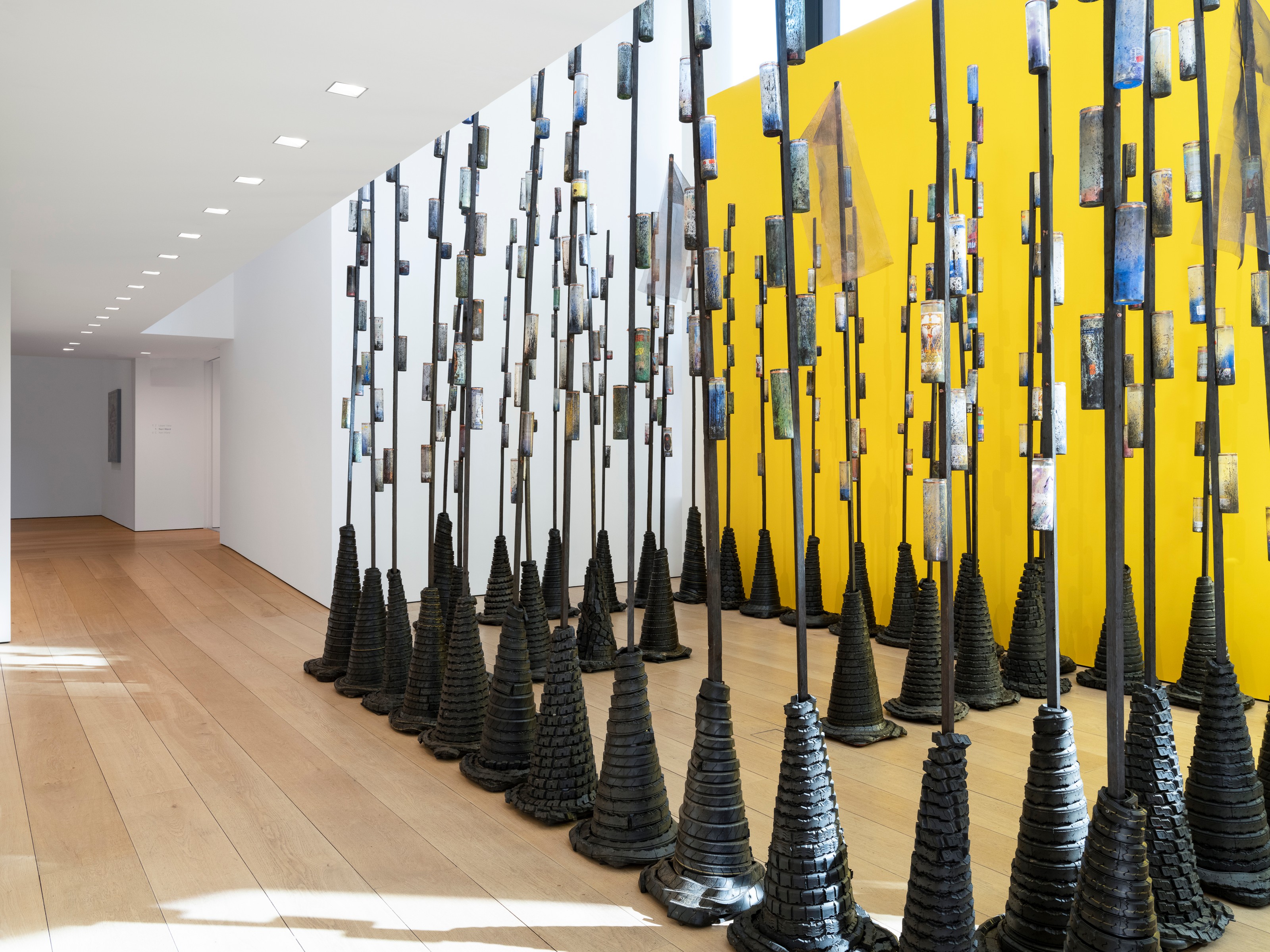 Installation view of Nari Ward at Lehmann Maupin New York