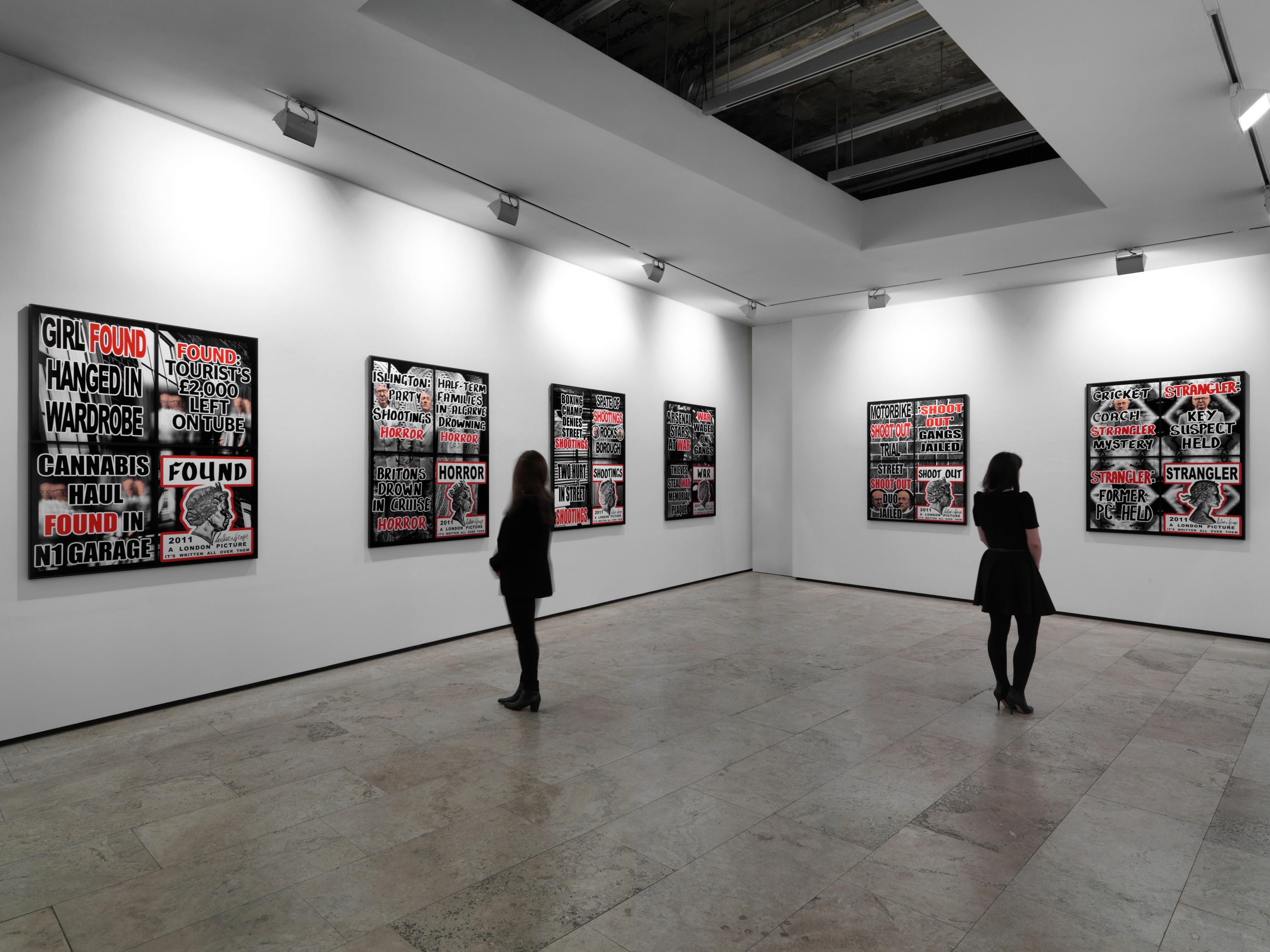 Installation view of London Pictures at Lehmann Maupin New York